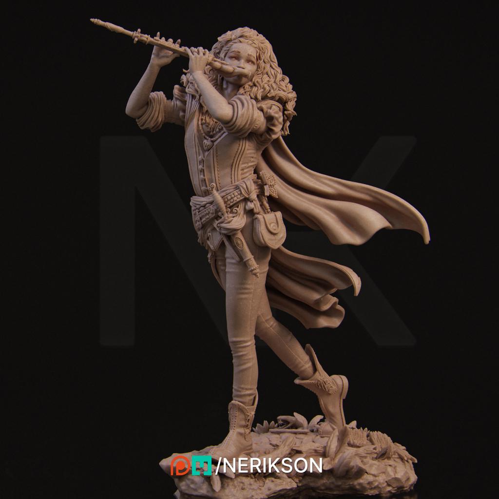 Inithia the Bard | Female Fantasy Collectible Miniature Statue | 75mm / 140mm | by Nerikson