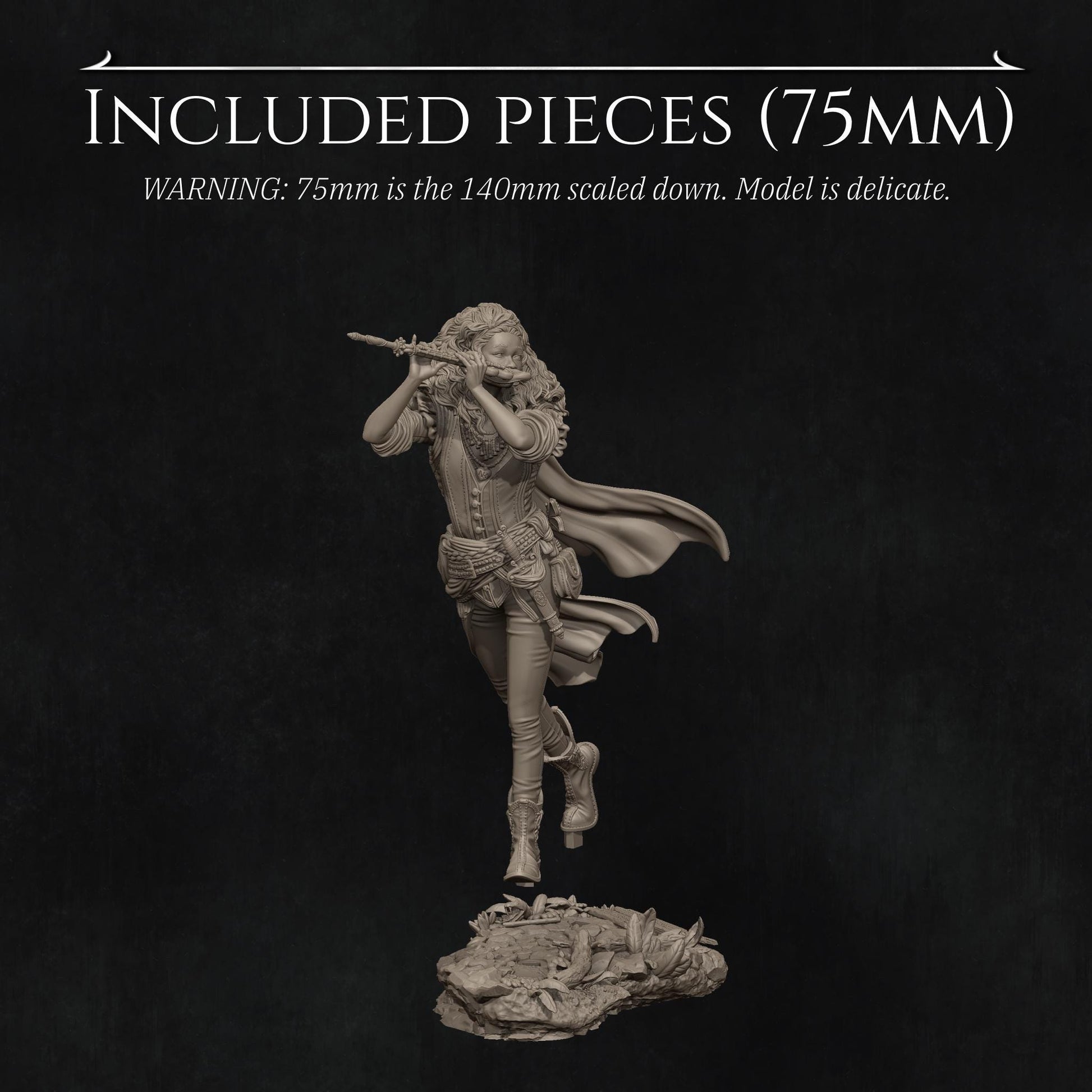 Inithia the Bard | Female Fantasy Collectible Miniature Statue | 75mm / 140mm | by Nerikson