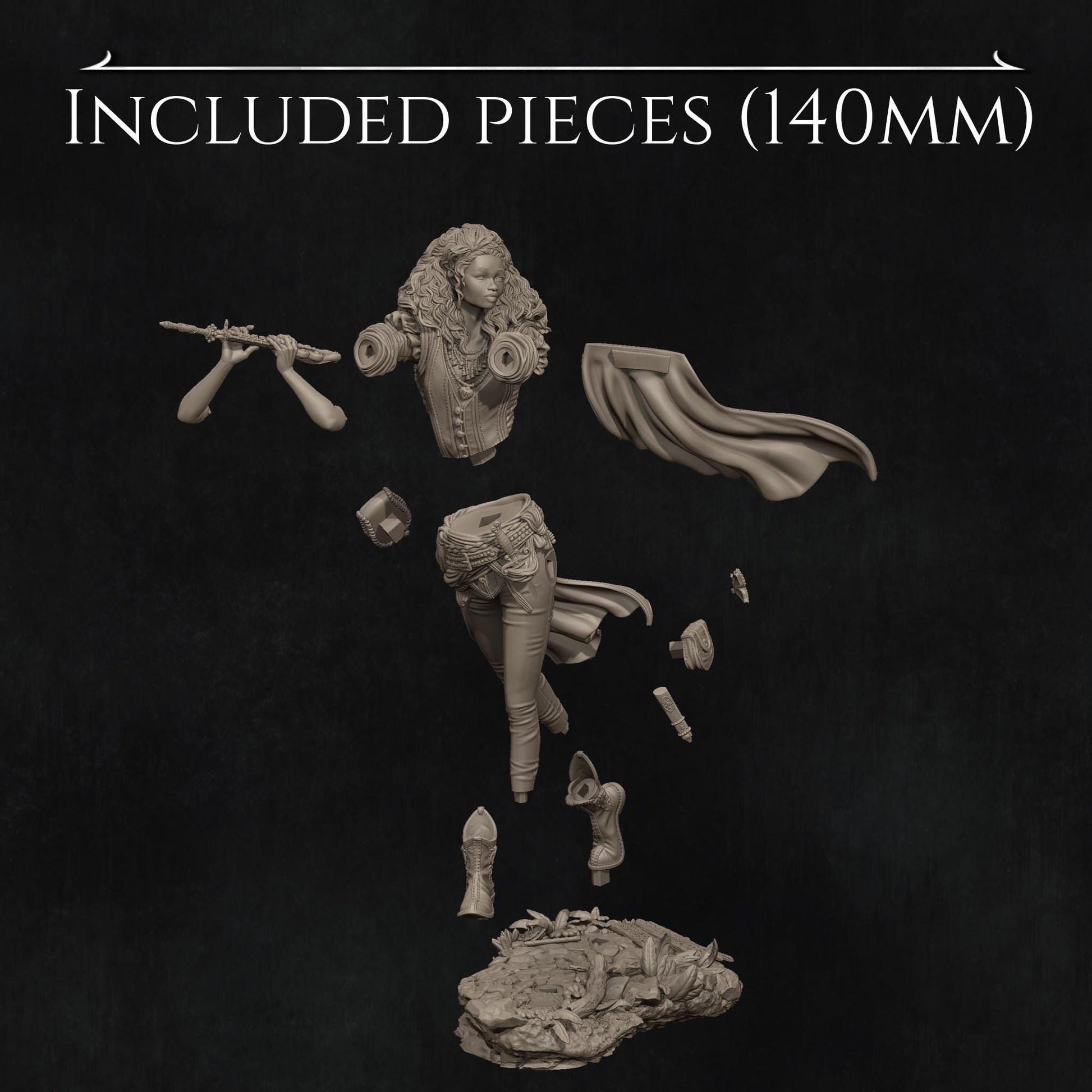 Inithia the Bard | Female Fantasy Collectible Miniature Statue | 75mm / 140mm | by Nerikson