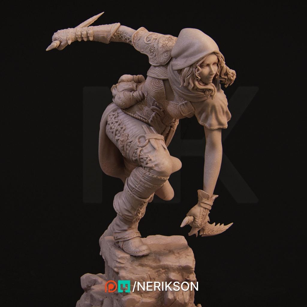 Enika the Assassin | Female Fantasy Rogue Collectible Miniature Statue | 75mm / 140mm | by Nerikson