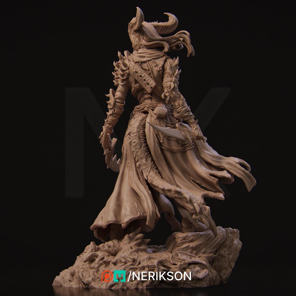 Iensi the Demon Hunter | Female Fighter Knight Collectible Miniature Statue | 75mm / 140mm | by Nerikson
