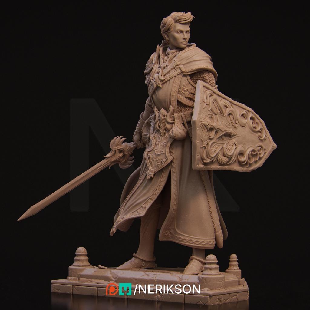 Aaron the Paladin | Fantasy Fighter Knight Collectible Miniature Statue | 75mm / 140mm | by Nerikson