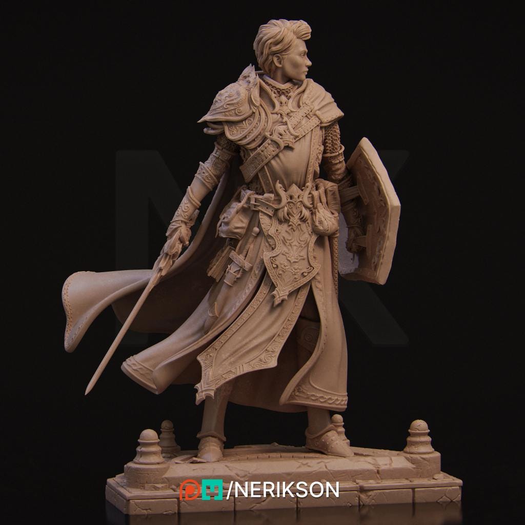 Aaron the Paladin | Fantasy Fighter Knight Collectible Miniature Statue | 75mm / 140mm | by Nerikson
