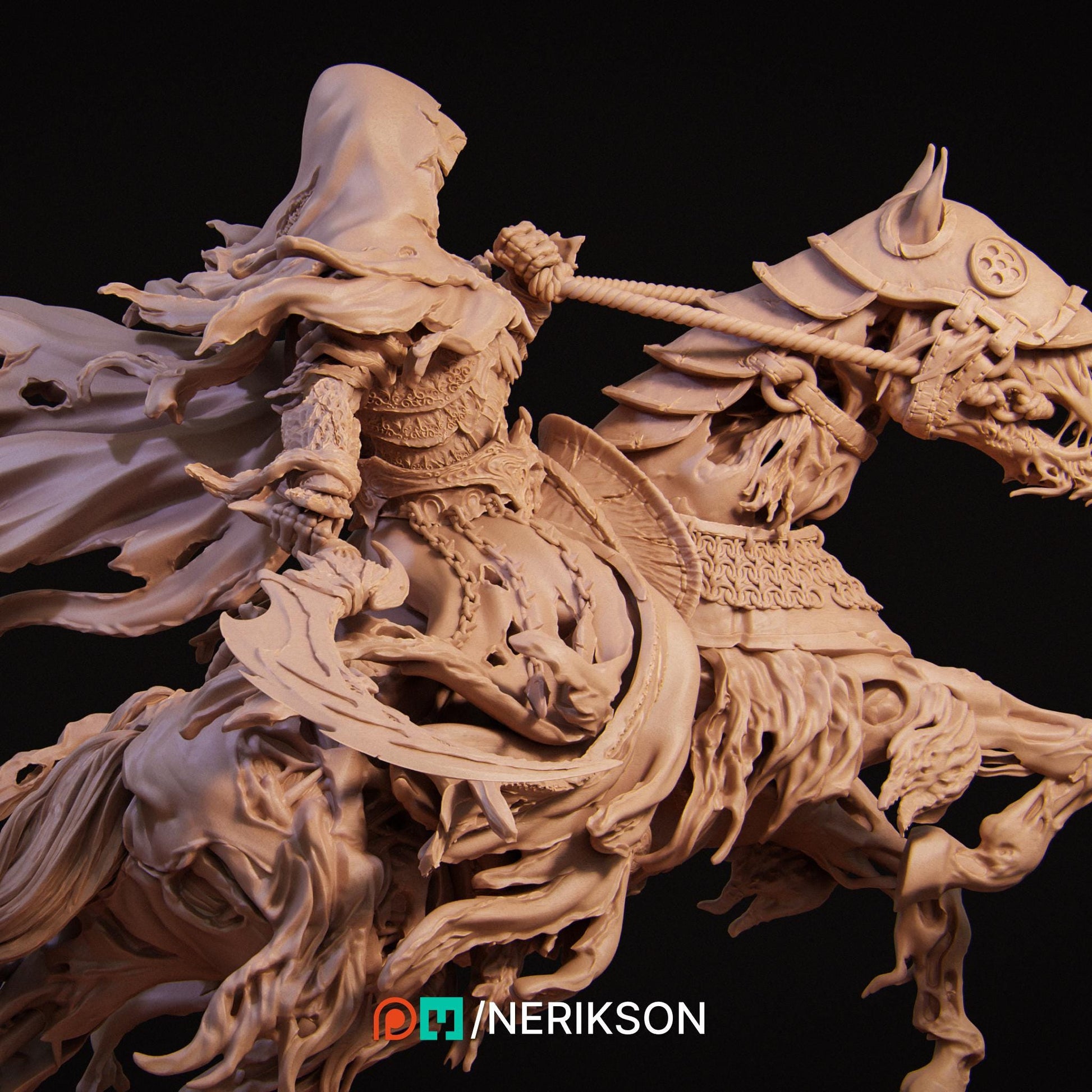 Horseman of Death | Fantasy Fighter Knight Collectible Miniature Statue | 75mm / 140mm | by Nerikson