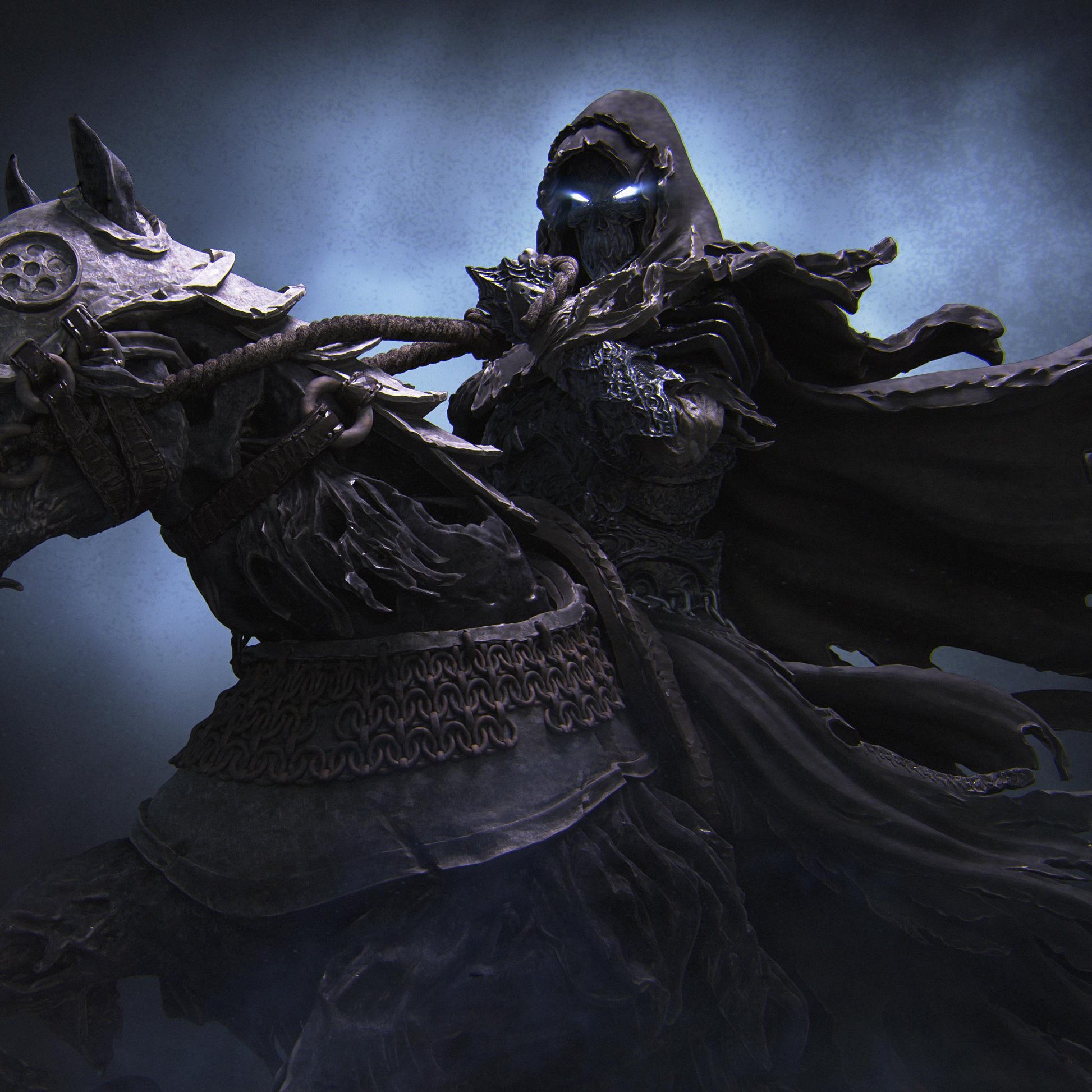 Horseman of Death | Fantasy Fighter Knight Collectible Miniature Statue | 75mm / 140mm | by Nerikson