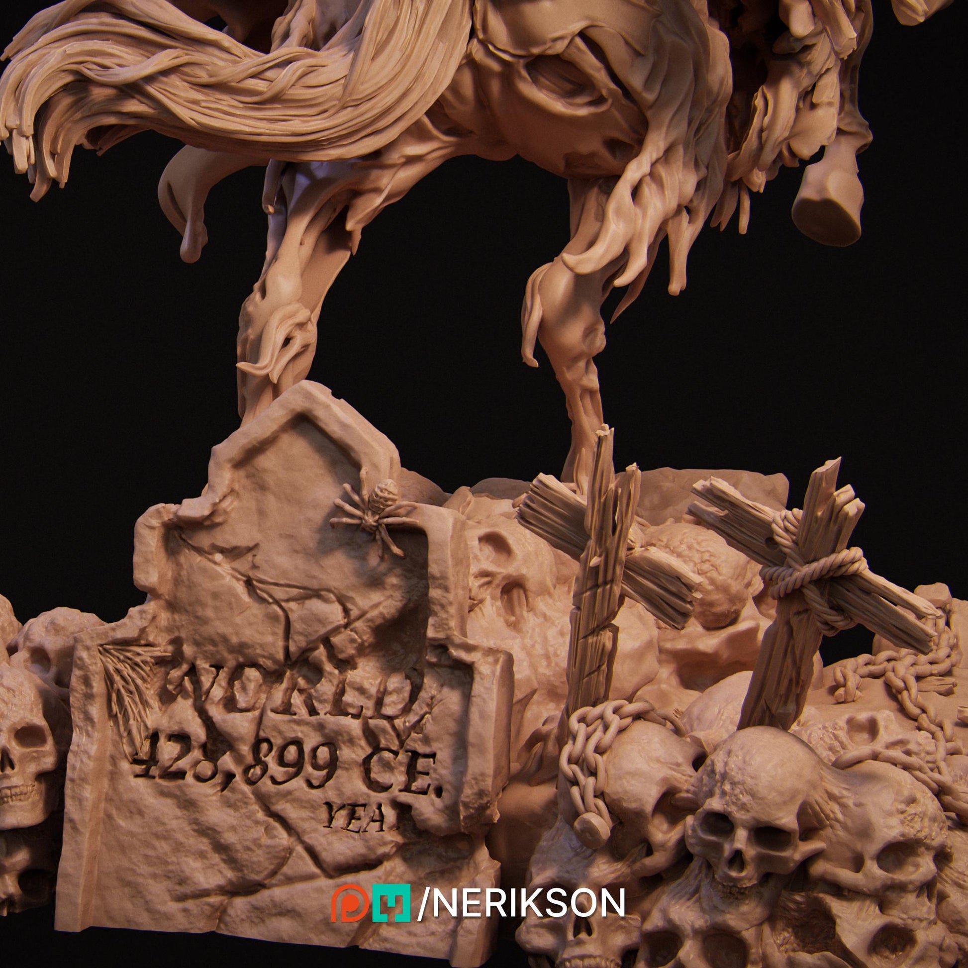 Horseman of Death | Fantasy Fighter Knight Collectible Miniature Statue | 75mm / 140mm | by Nerikson