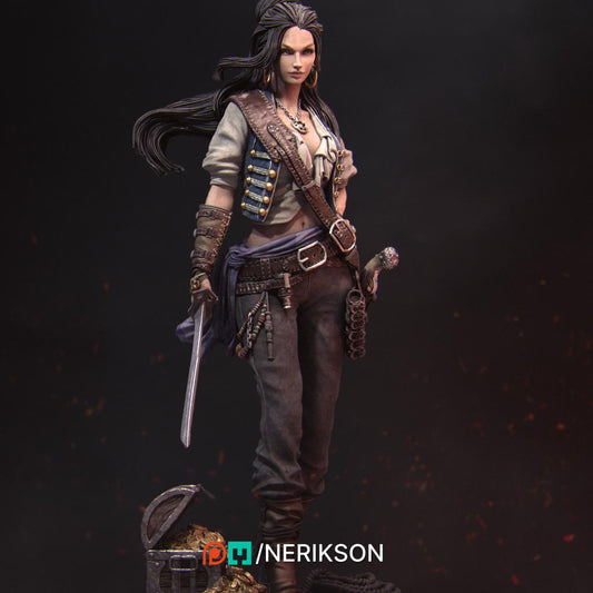 Mariana | Female Pirate Buccaneer Collectible Miniature Statue | 75mm / 140mm | by Nerikson