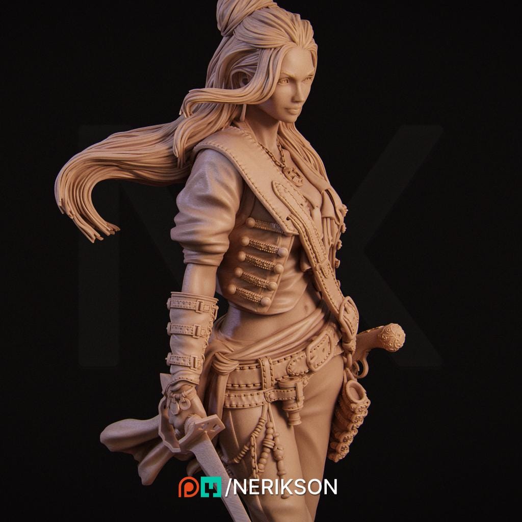 Mariana | Female Pirate Buccaneer Collectible Miniature Statue | 75mm / 140mm | by Nerikson