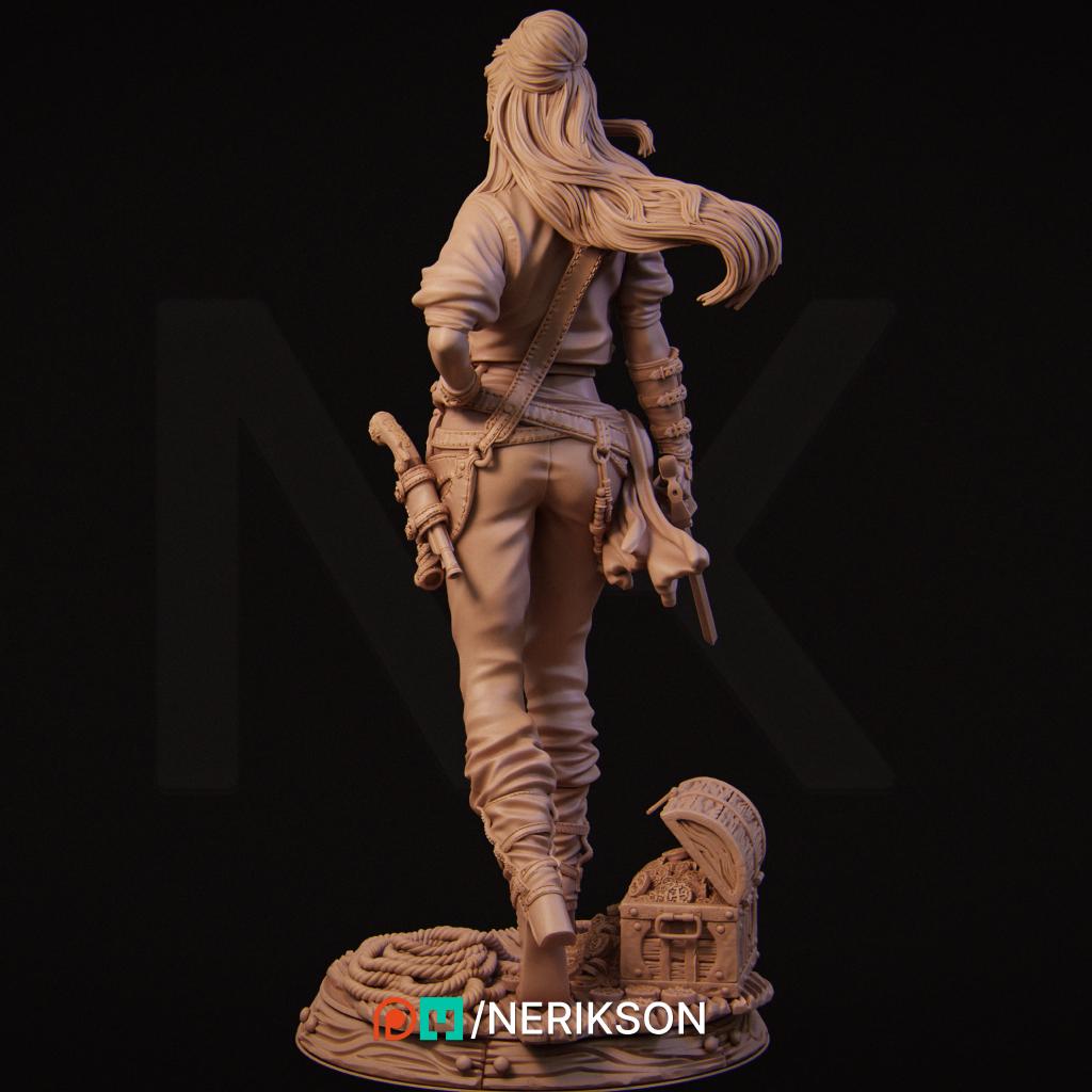 Mariana | Female Pirate Buccaneer Collectible Miniature Statue | 75mm / 140mm | by Nerikson