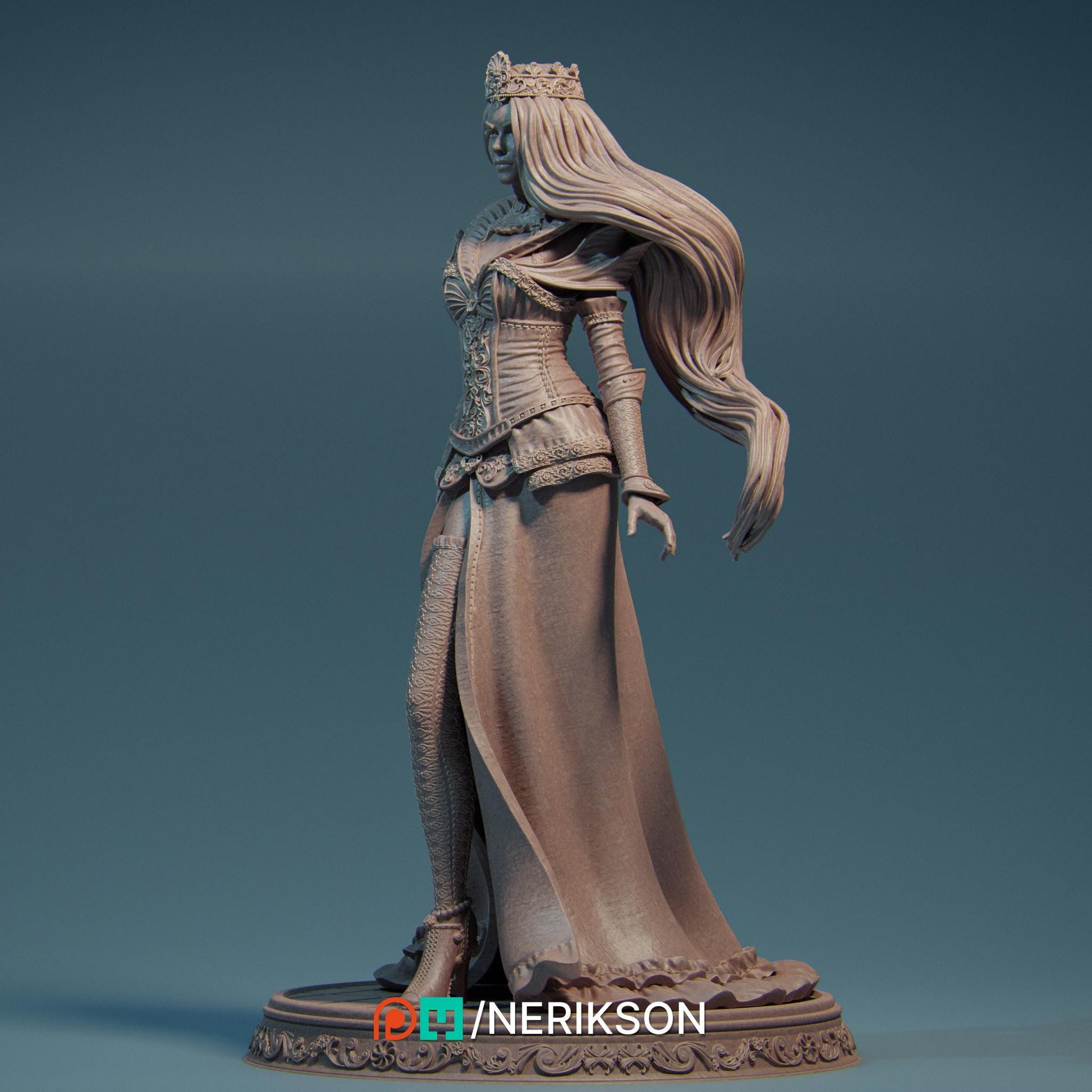 Queen of Spades | DnD Sorceress Wizard Collectible Miniature | 32mm / 75mm | by Nerikson