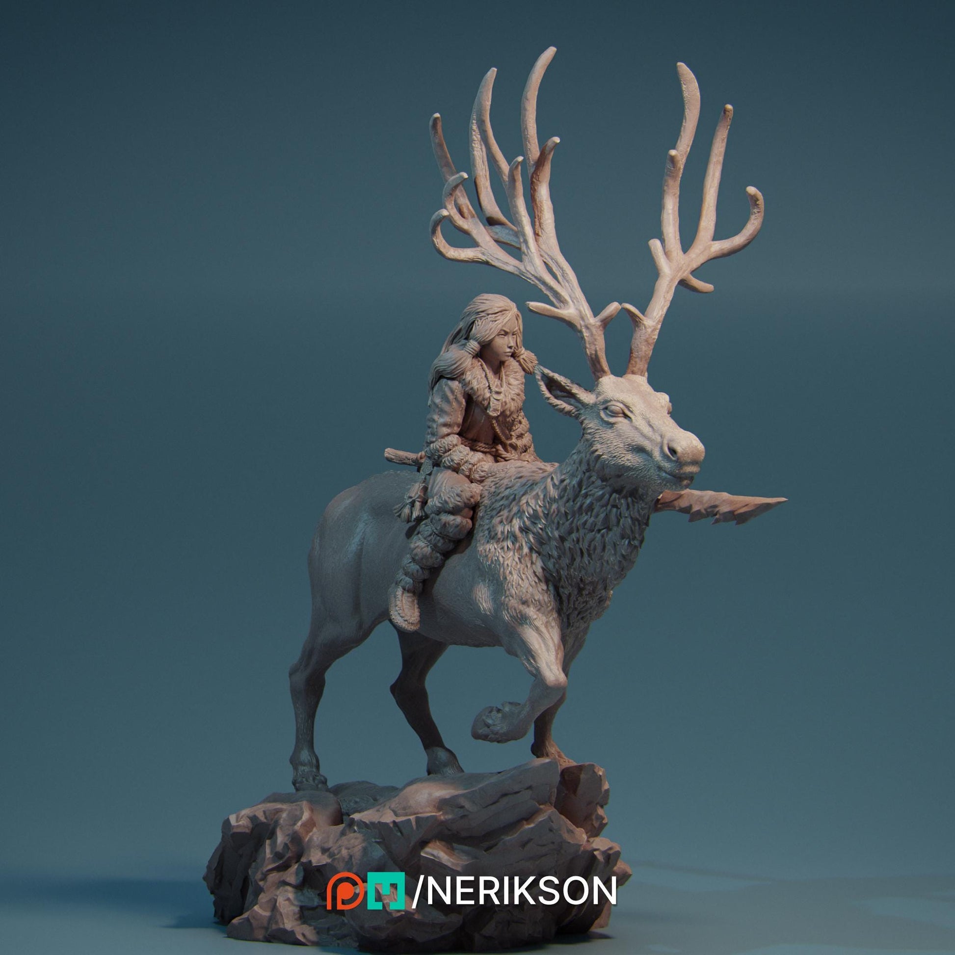 Gerda the Snow Huntress | DnD Ranger Druid Collectible Miniature | 32mm / 75mm | by Nerikson