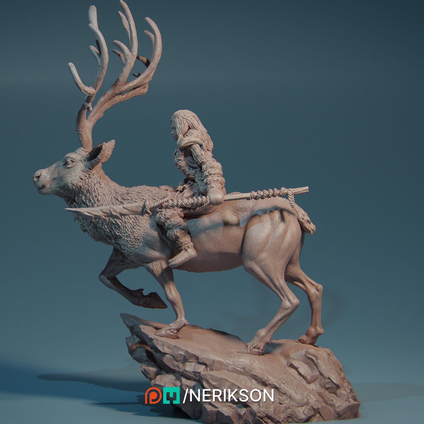 Gerda the Snow Huntress | DnD Ranger Druid Collectible Miniature | 32mm / 75mm | by Nerikson