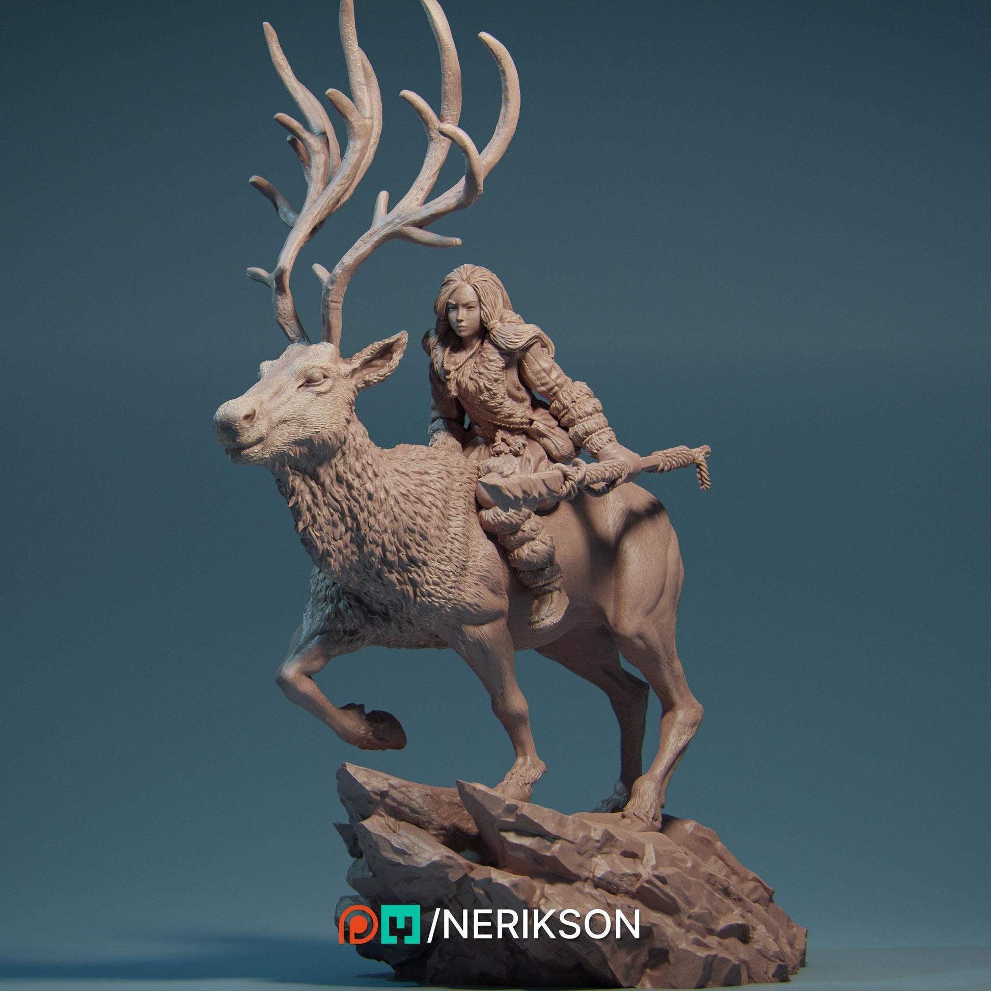 Gerda the Snow Huntress | DnD Ranger Druid Collectible Miniature | 32mm / 75mm | by Nerikson