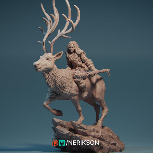 Gerda the Snow Huntress | DnD Ranger Druid Collectible Miniature | 32mm / 75mm | by Nerikson