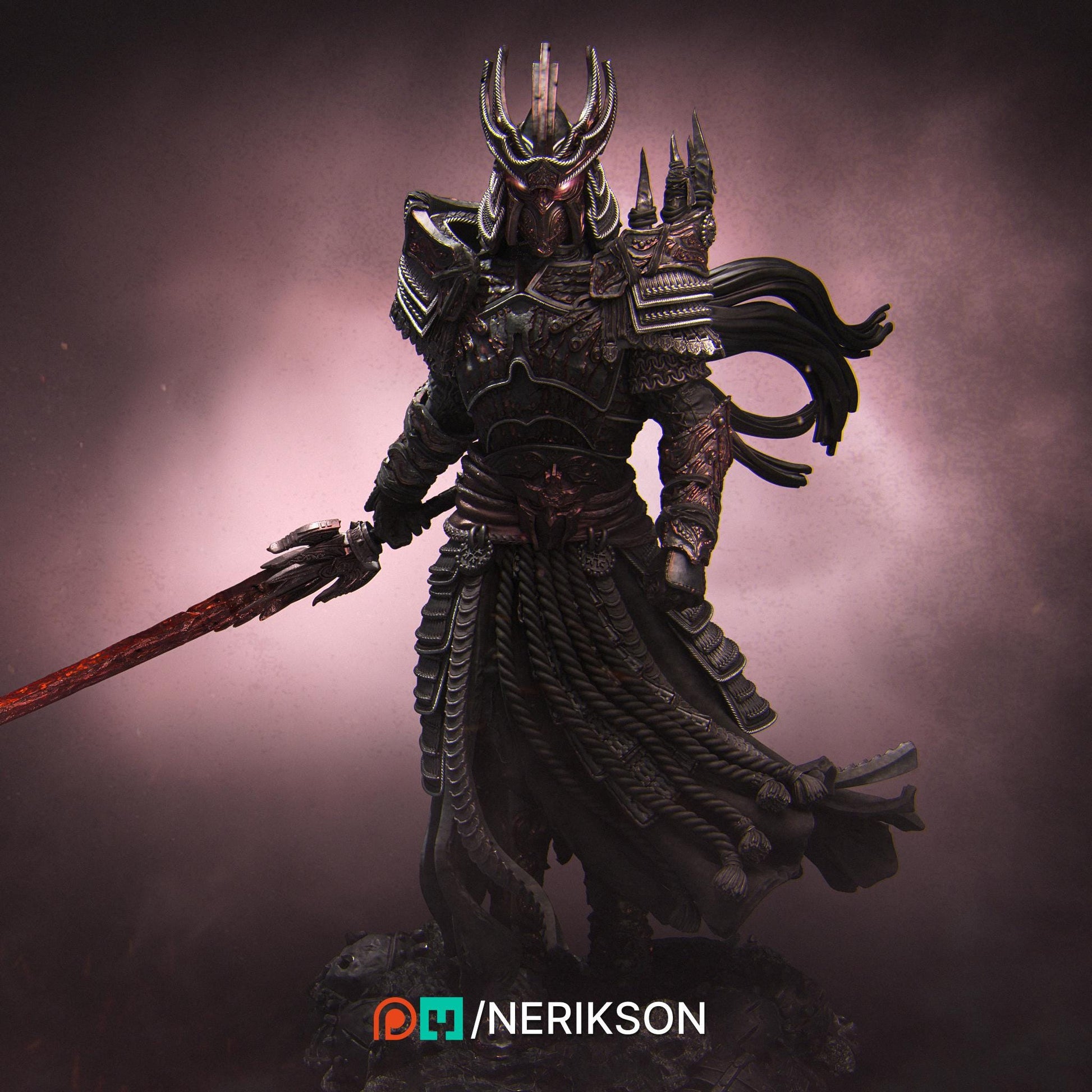 War | Fantasy Horseman Fighter Knight Collectible Miniature Statue | 75mm / 140mm | by Nerikson