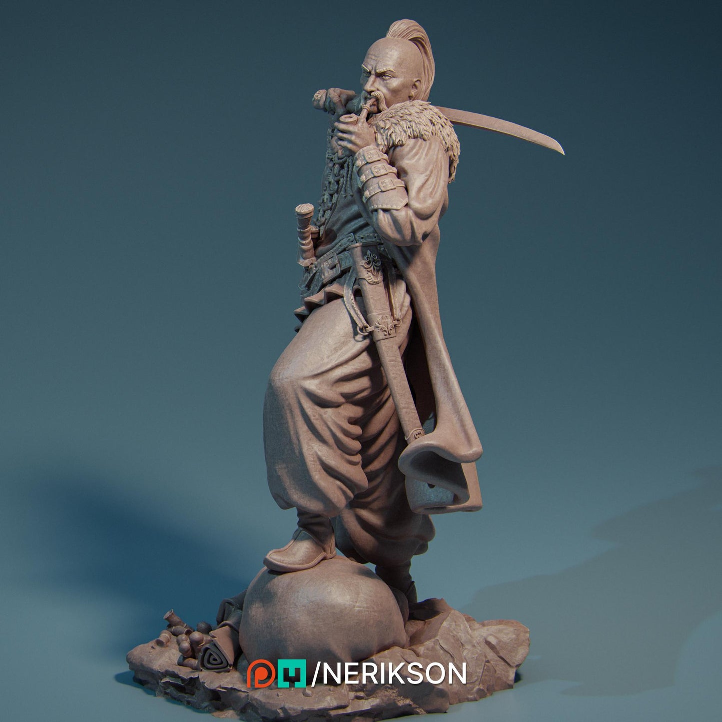 Taras the Free Cossack | DnD Fighter Collectible Miniature | 35mm / 75mm | by Nerikson