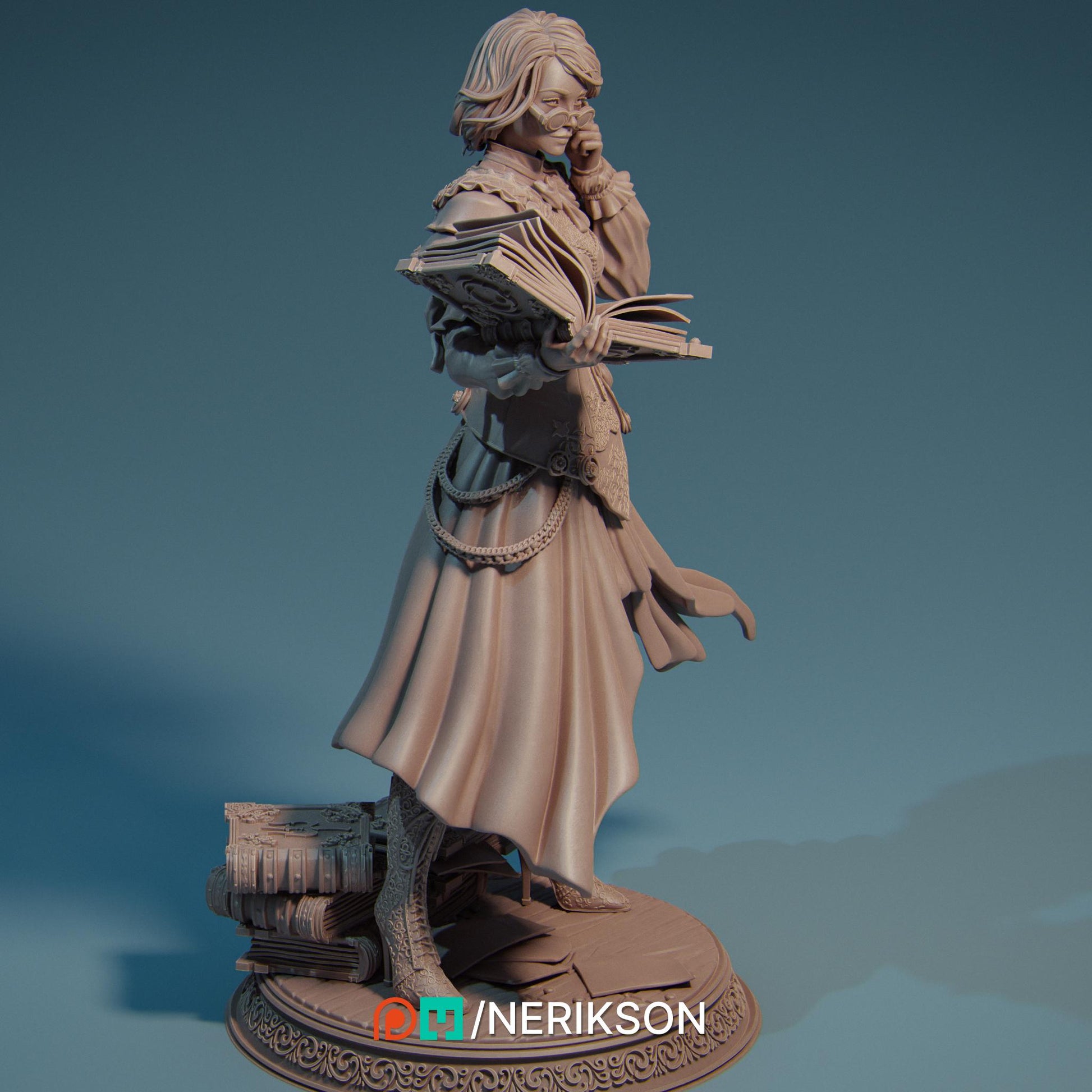 Orinthia the Magical Librarian | Female Wizard Warlock Collectible Miniature Statue | 75mm / 140mm | by Nerikson