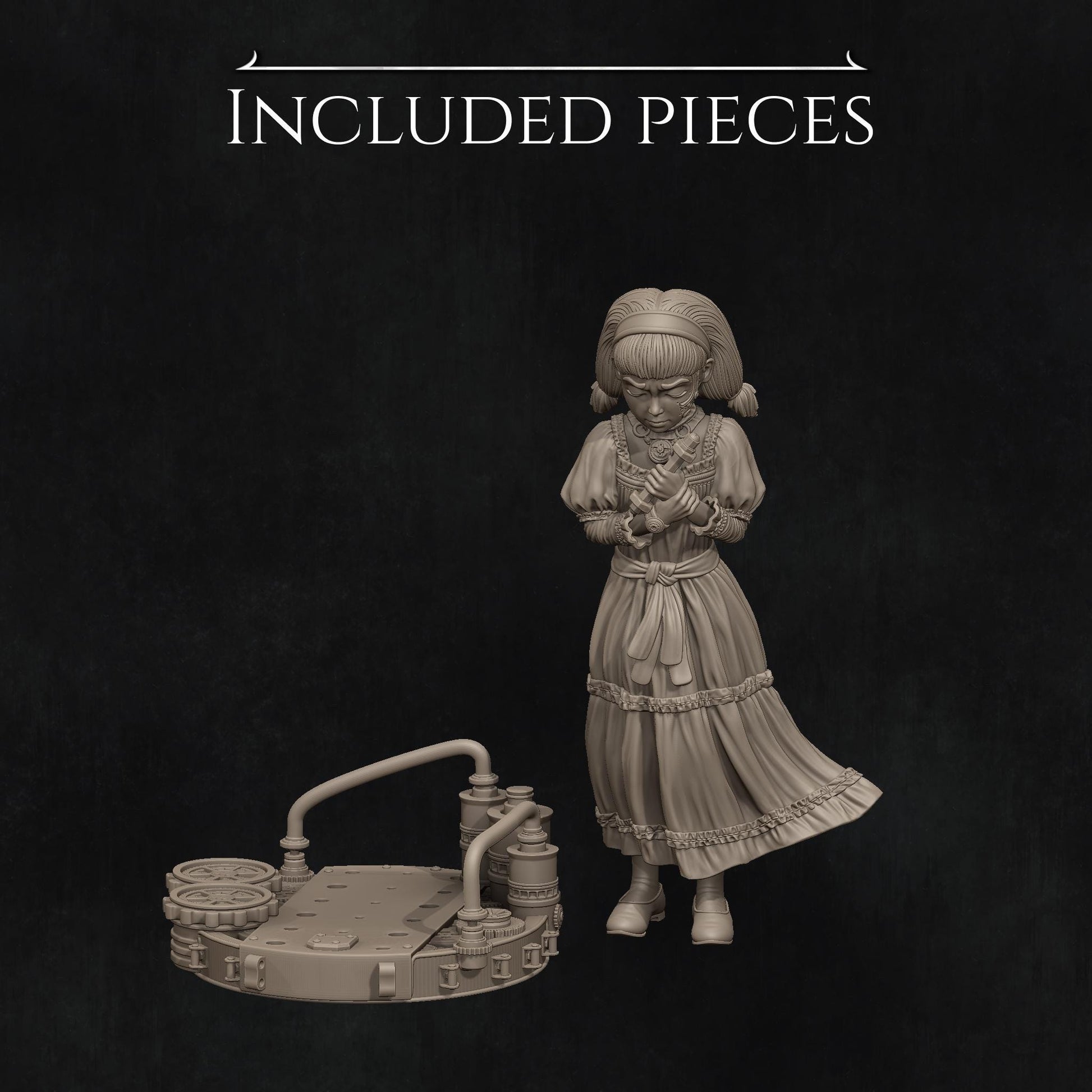 Little Robot Girl | DnD Warforged Collectible Miniature | 35mm / 75mm | by Nerikson