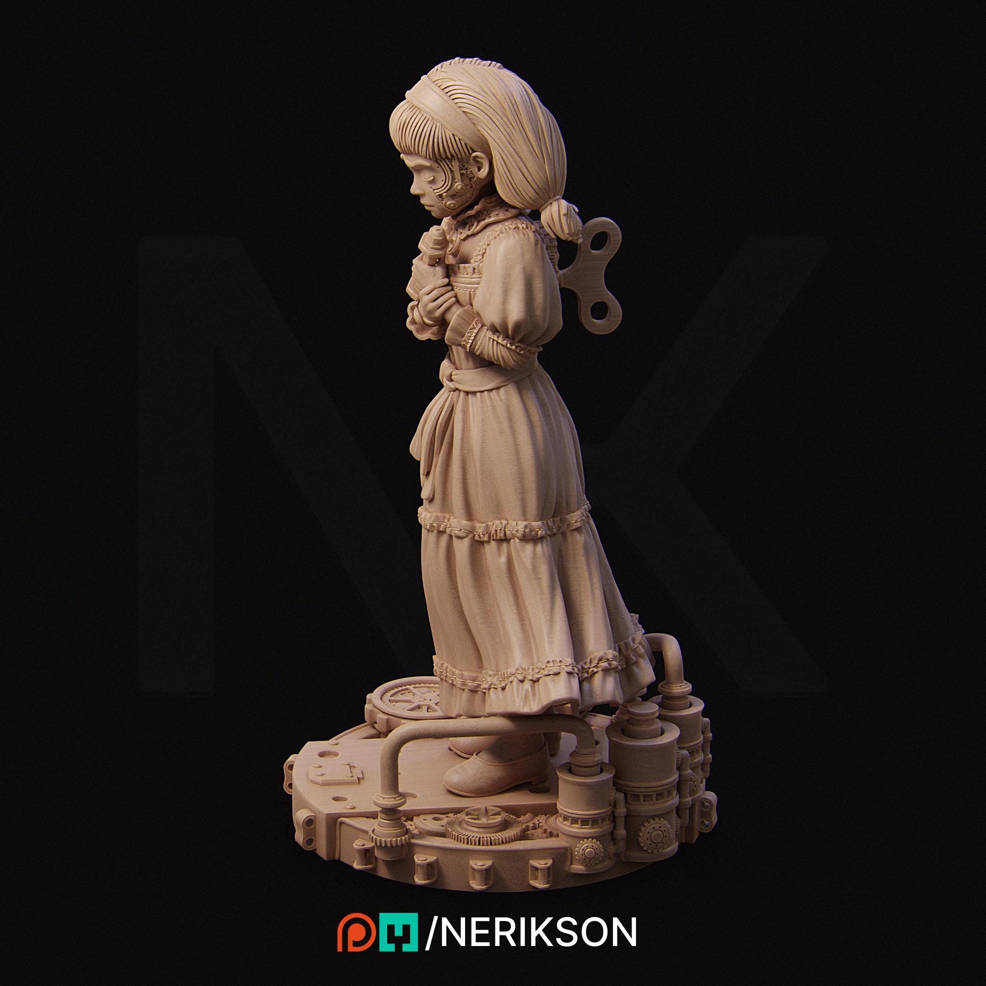 Little Robot Girl | DnD Warforged Collectible Miniature | 35mm / 75mm | by Nerikson