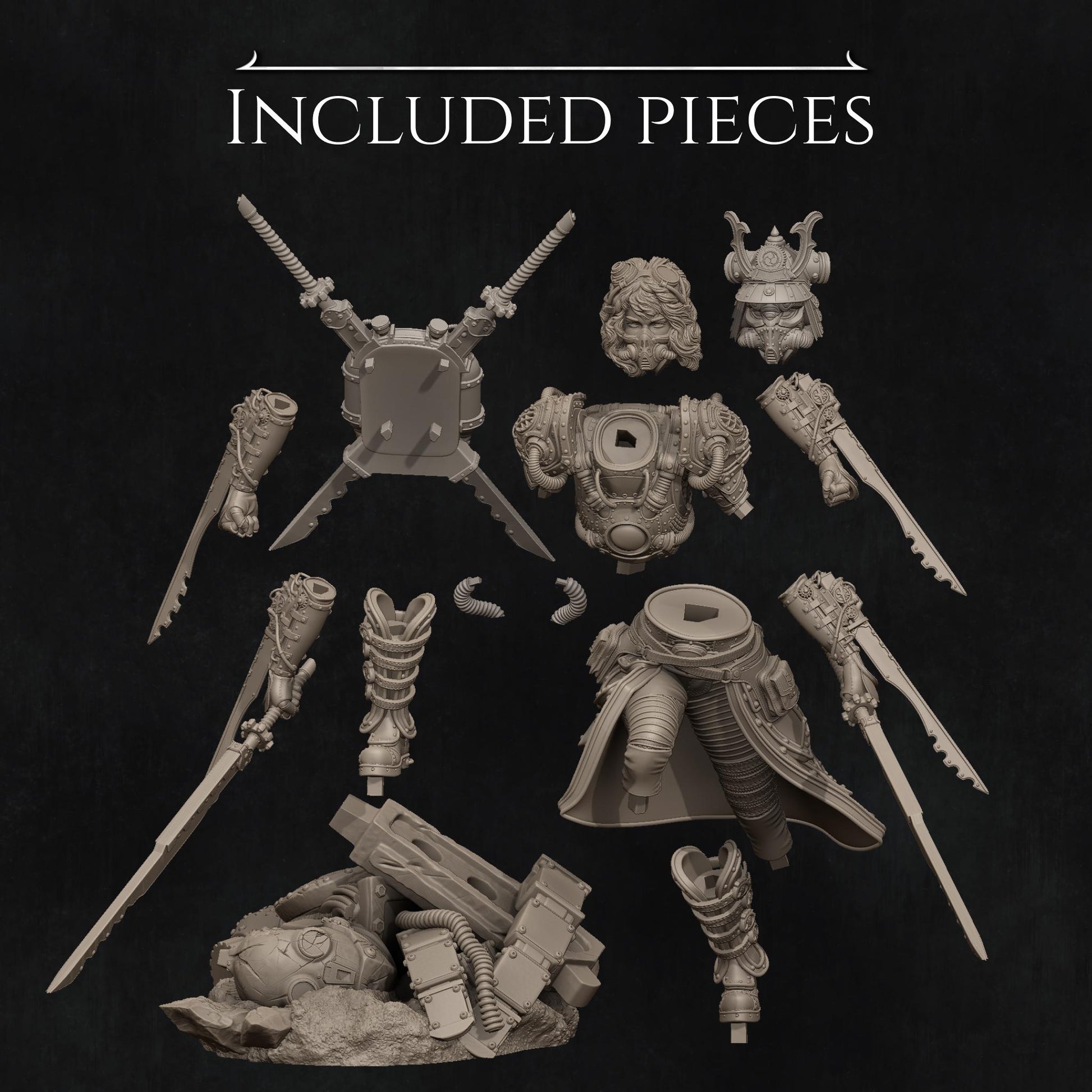 Naojiri the Steampunk Pirate | DnD Artificer Rogue Collectible Miniature | 35mm / 75mm | by Nerikson