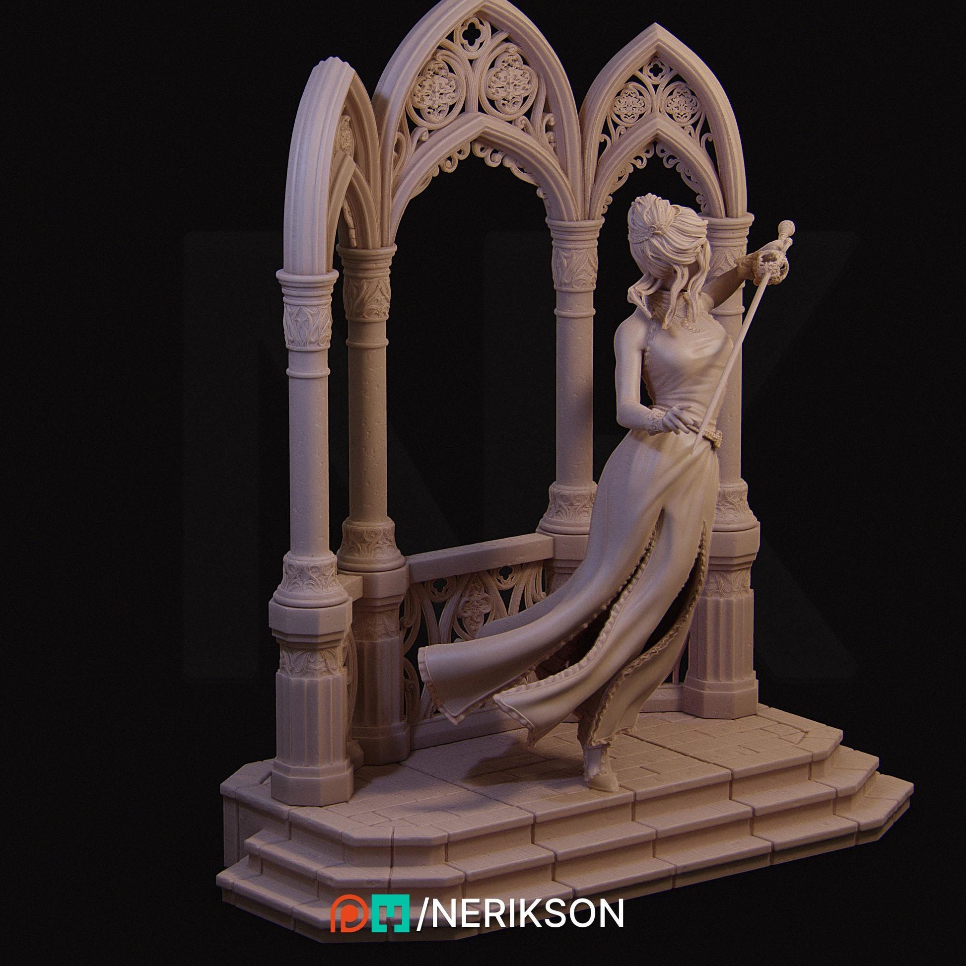Luna the Moonlight Fencer | DnD Fighter Warrior Collectible Miniature | 75mm | by Nerikson