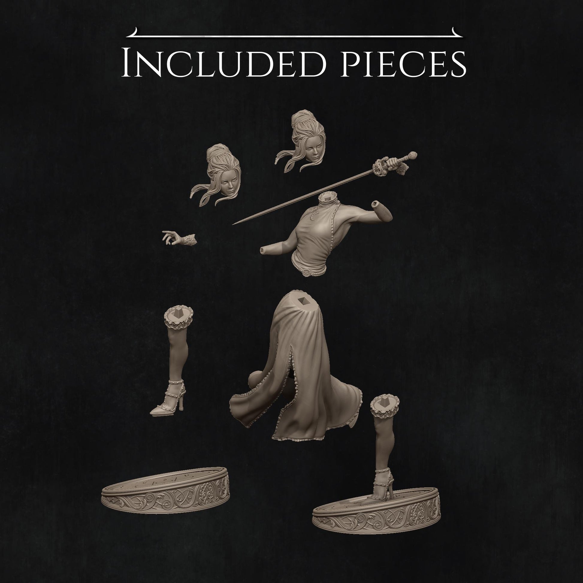 Luna the Moonlight Fencer | DnD Fighter Warrior Collectible Miniature | 75mm | by Nerikson