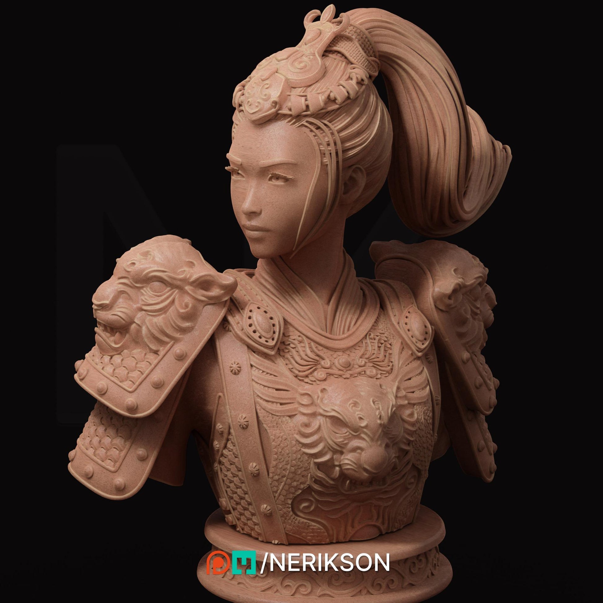 Kwan Yen | Three Kingdoms Collectible Sci-fi Bust Statue Miniature | by Nerikson