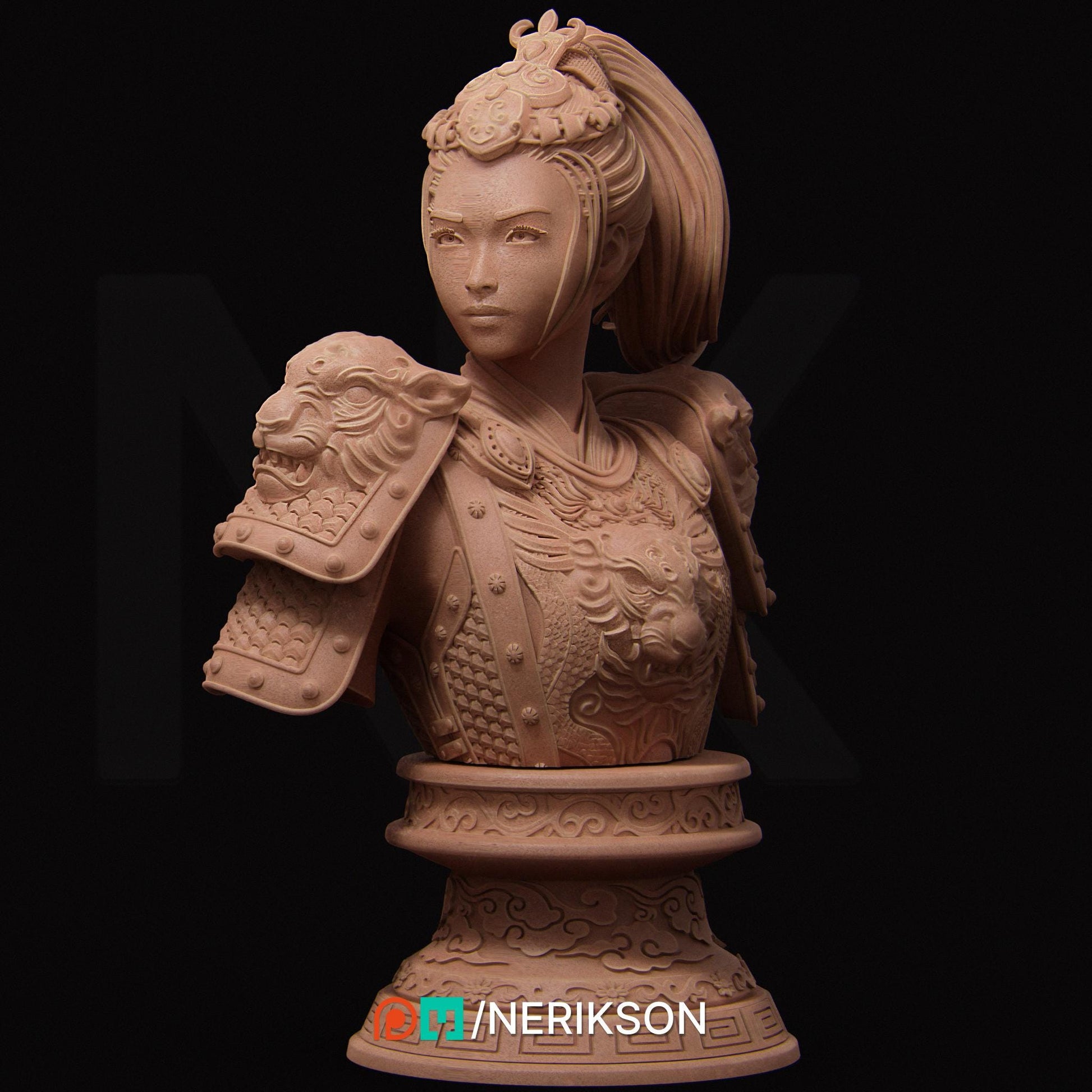 Kwan Yen | Three Kingdoms Collectible Sci-fi Bust Statue Miniature | by Nerikson