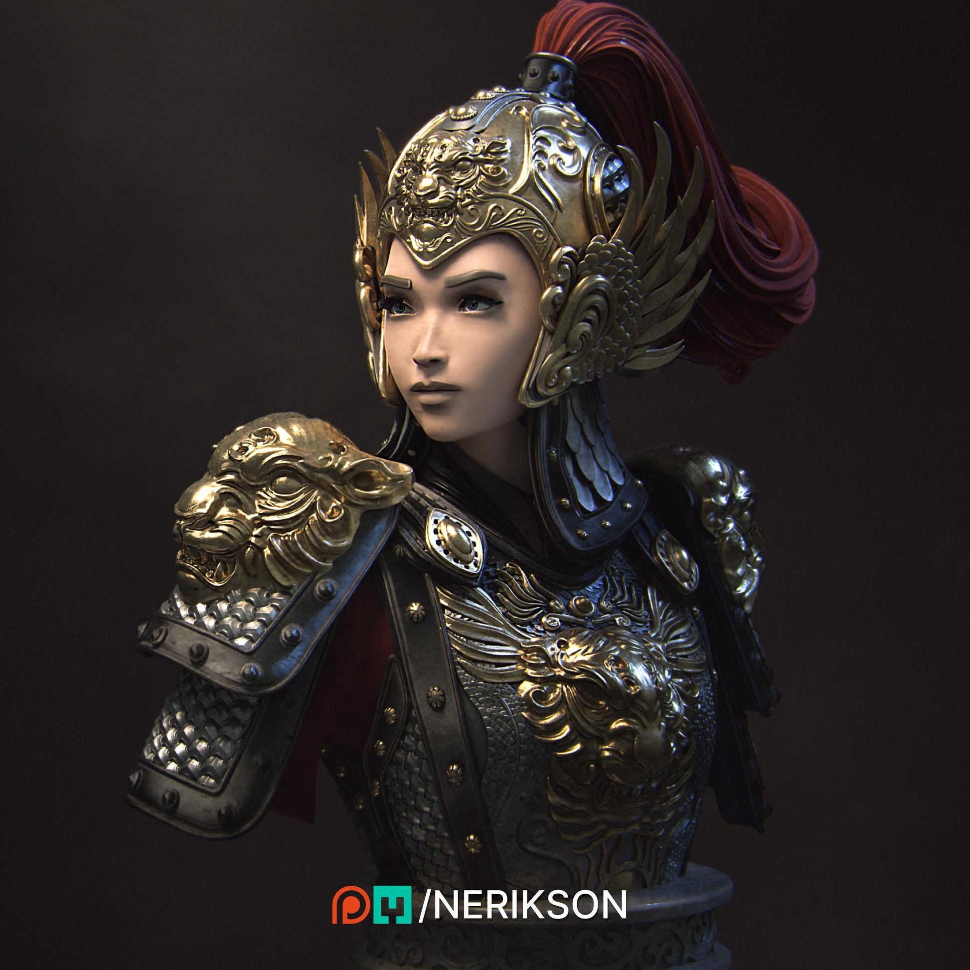 Kwan Yen | Three Kingdoms Collectible Sci-fi Bust Statue Miniature | by Nerikson
