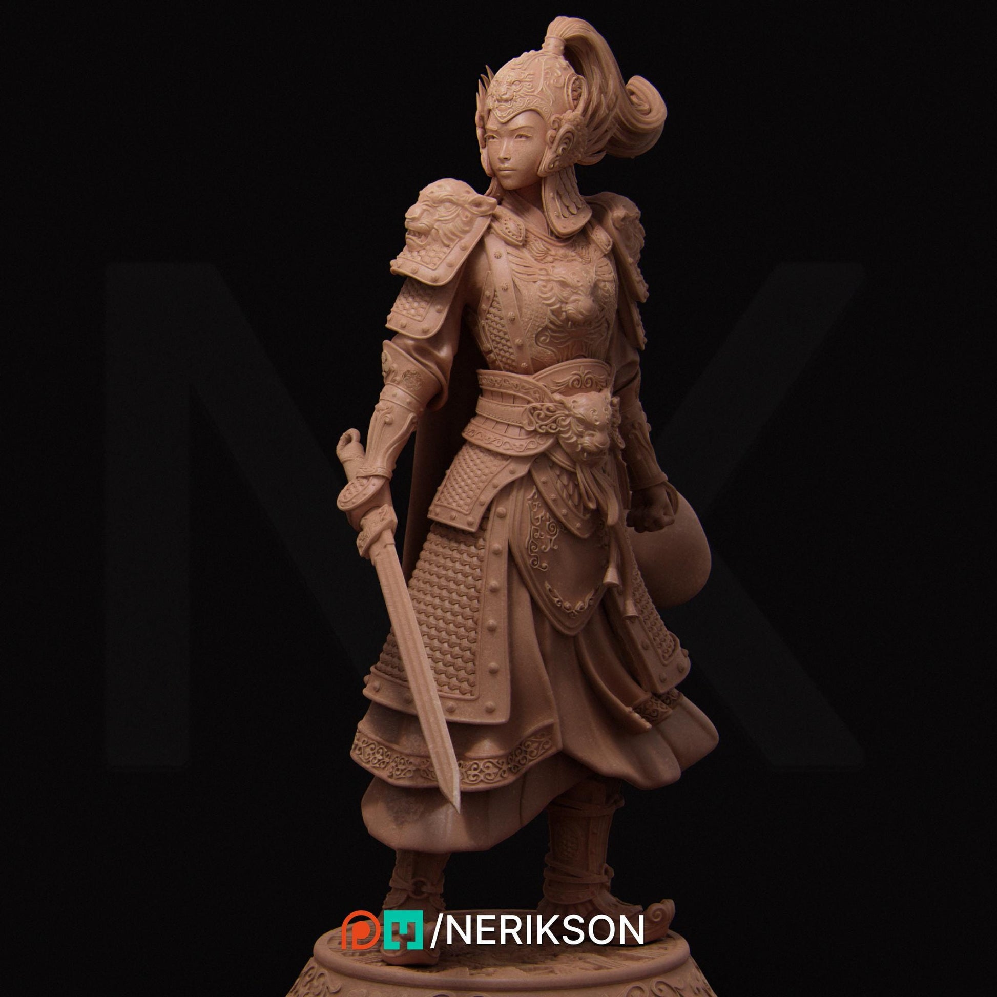 Kwan Yen | Three Kingdoms Warrior Knight Collectible Miniature Statue | 75mm | by Nerikson