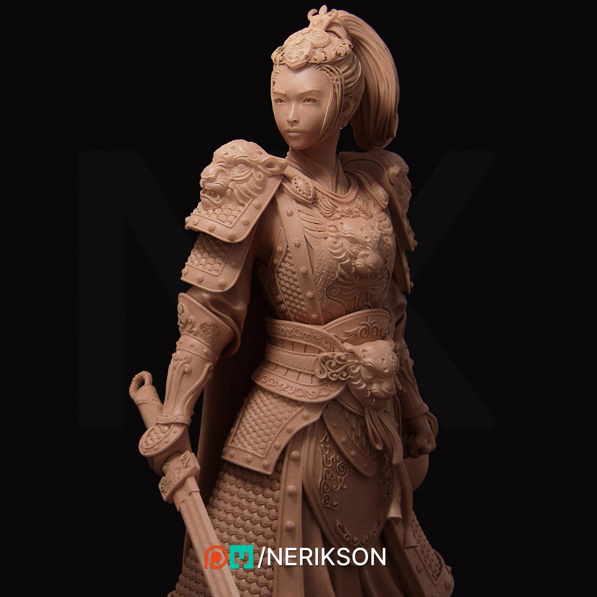 Kwan Yen | Three Kingdoms Warrior Knight Collectible Miniature Statue | 75mm | by Nerikson