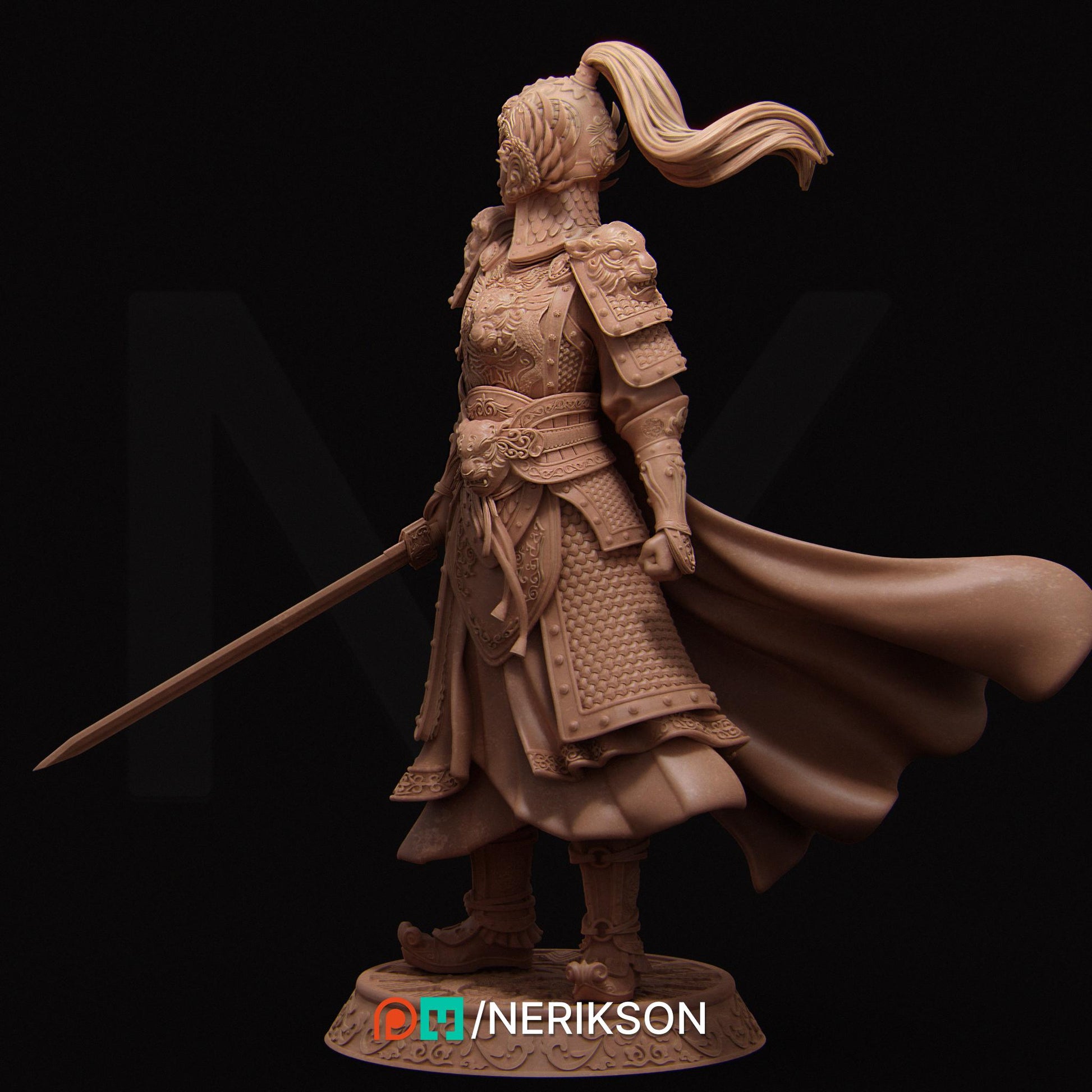 Kwan Yen | Three Kingdoms Warrior Knight Collectible Miniature Statue | 75mm | by Nerikson