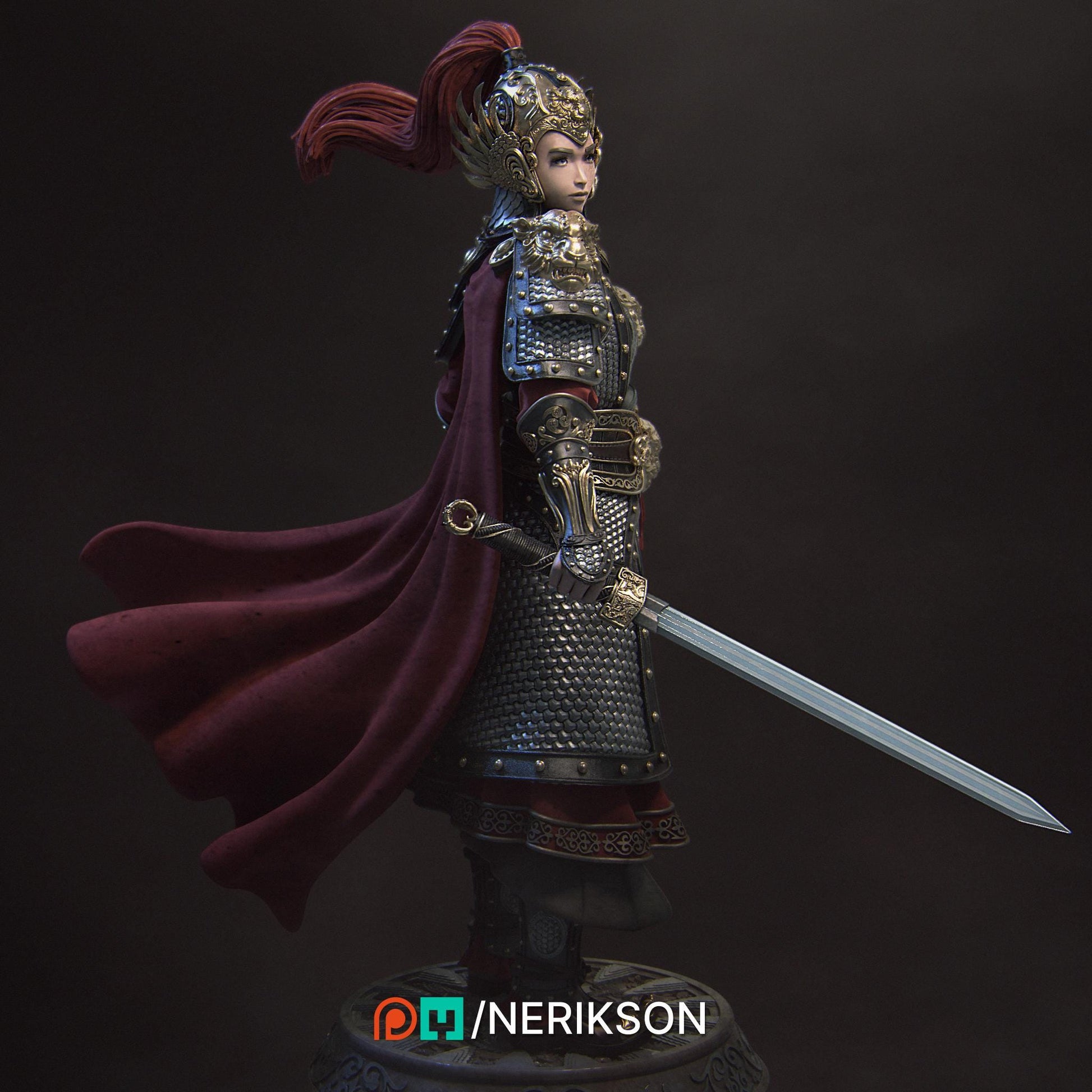 Kwan Yen | Three Kingdoms Warrior Knight Collectible Miniature Statue | 75mm | by Nerikson