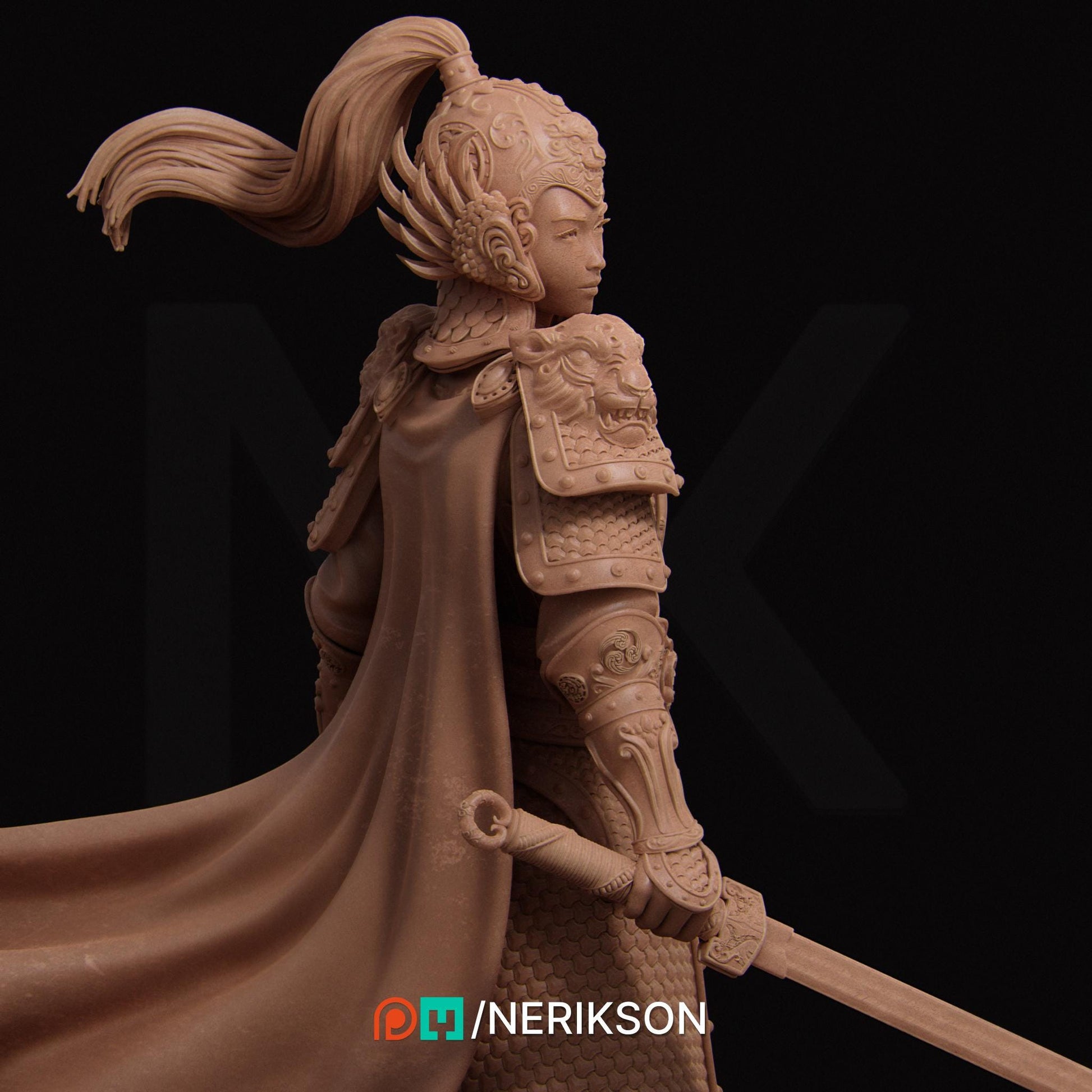 Kwan Yen | Three Kingdoms Warrior Knight Collectible Miniature Statue | 75mm | by Nerikson