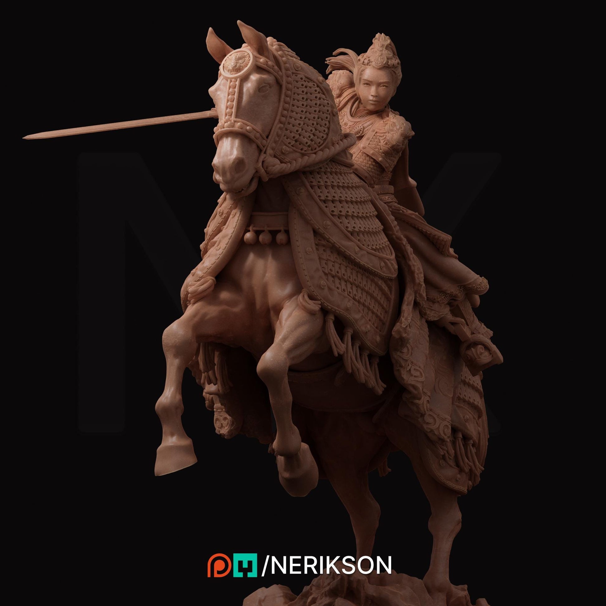 Kwan Yen the Warrior of the Tiger | Fantasy Three Kingdoms Collectible Miniature Statue | 140mm | by Nerikson