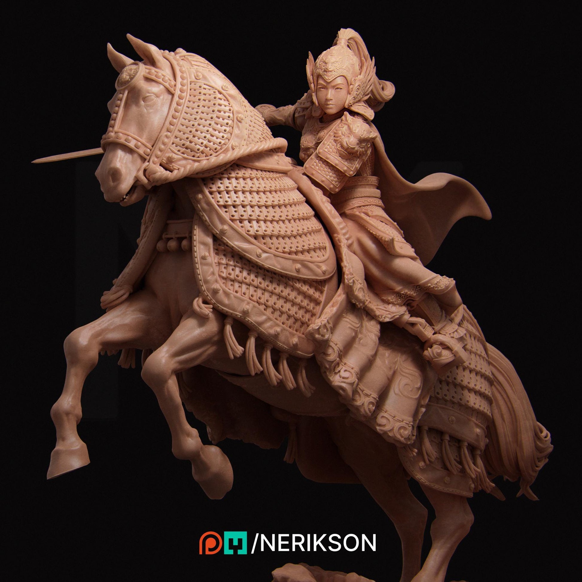 Kwan Yen the Warrior of the Tiger | Fantasy Three Kingdoms Collectible Miniature Statue | 140mm | by Nerikson