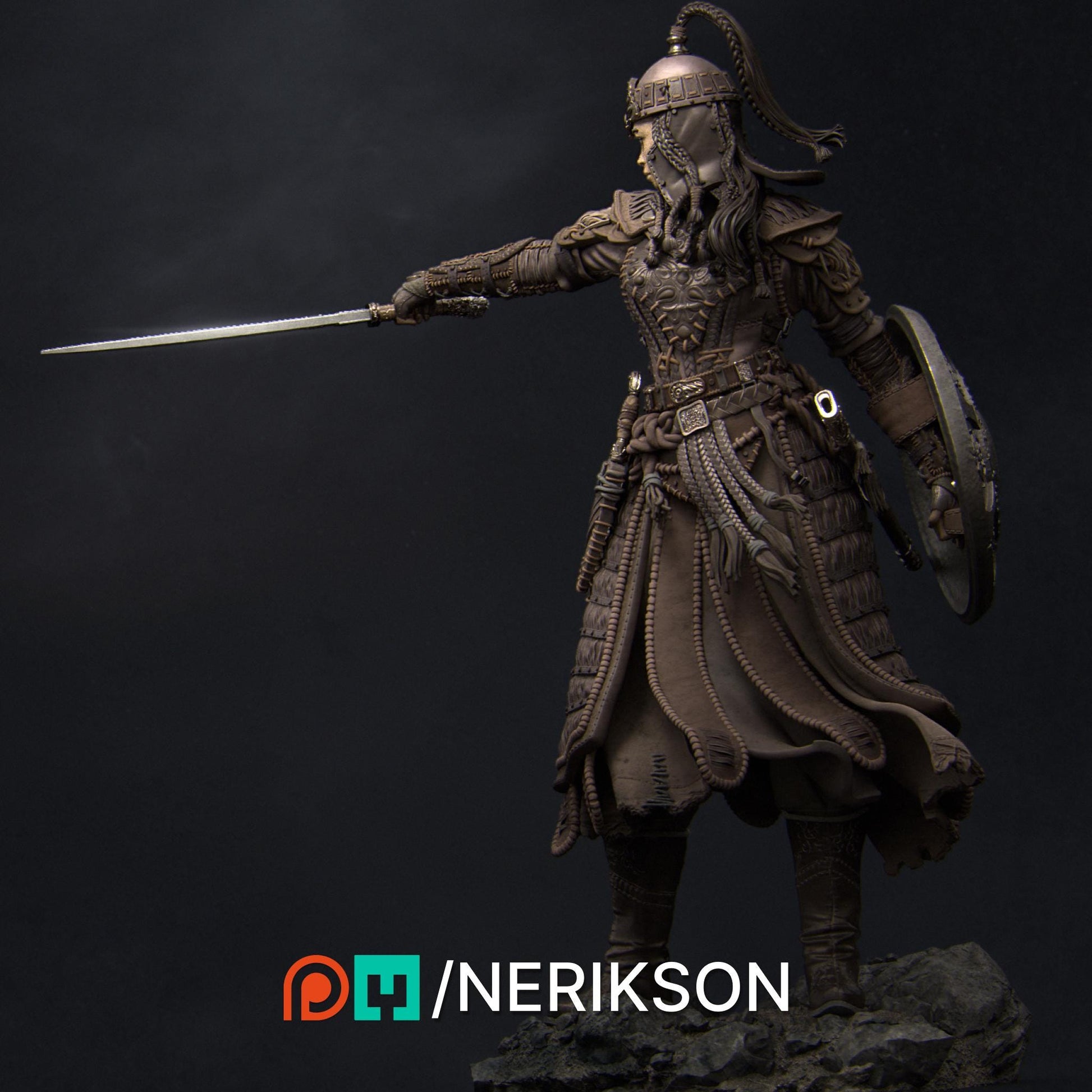 Tuya the Undefeated | Three Kingdoms Warrior Knight Collectible Miniature Statue | 75mm | by Nerikson