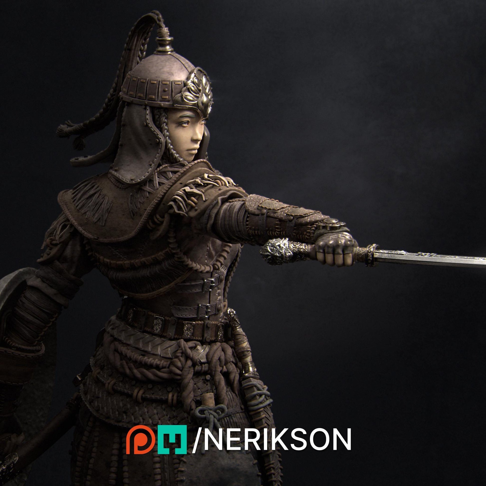Tuya the Undefeated | Three Kingdoms Warrior Knight Collectible Miniature Statue | 75mm | by Nerikson