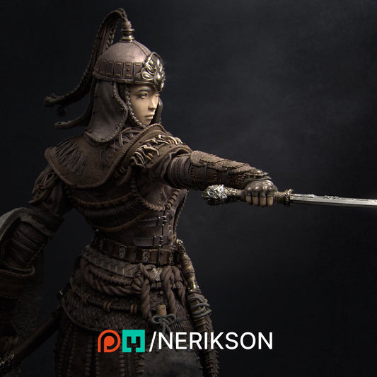 Tuya the Undefeated | Three Kingdoms Warrior Knight Collectible Miniature Statue | 75mm | by Nerikson