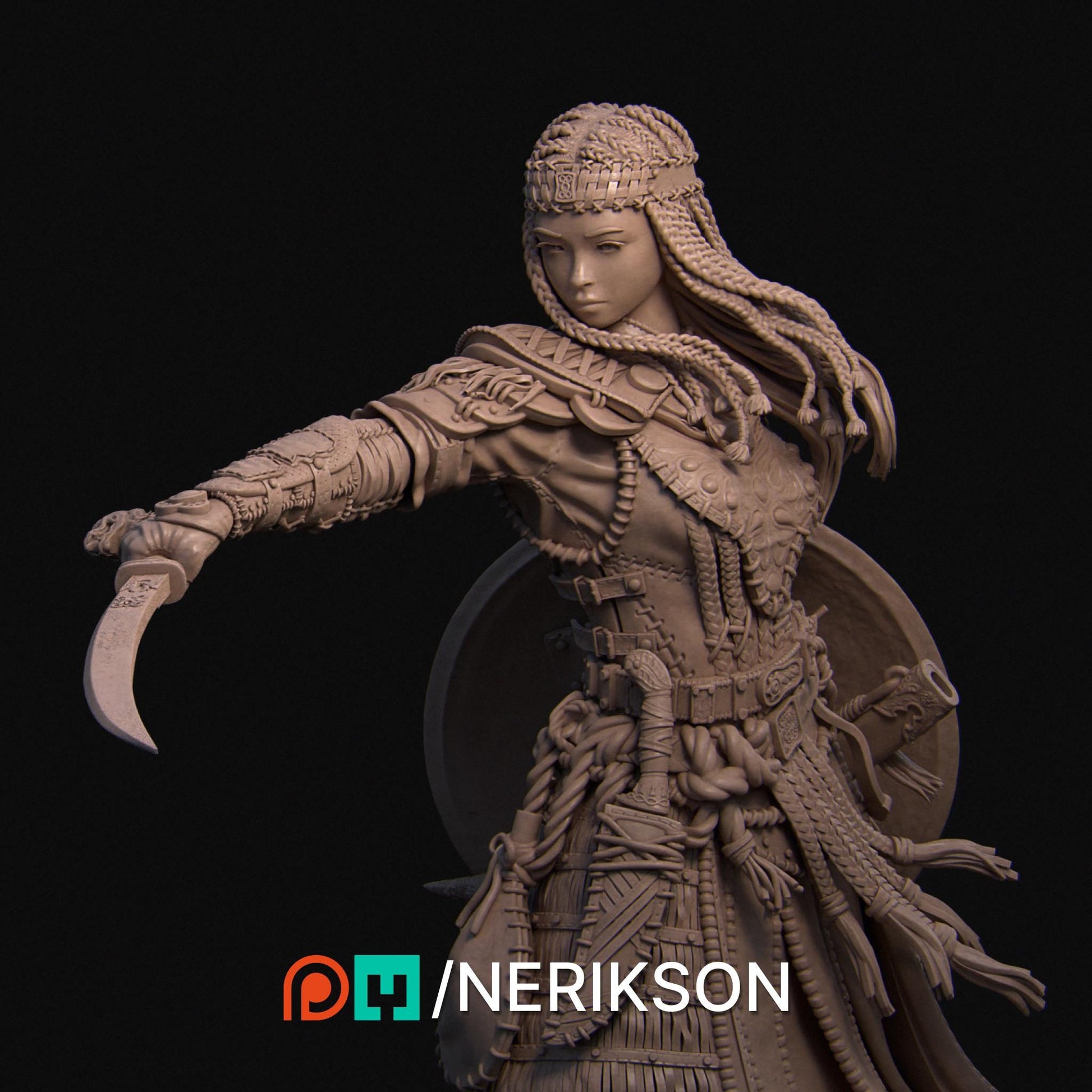 Tuya the Undefeated | Three Kingdoms Warrior Knight Collectible Miniature Statue | 75mm | by Nerikson