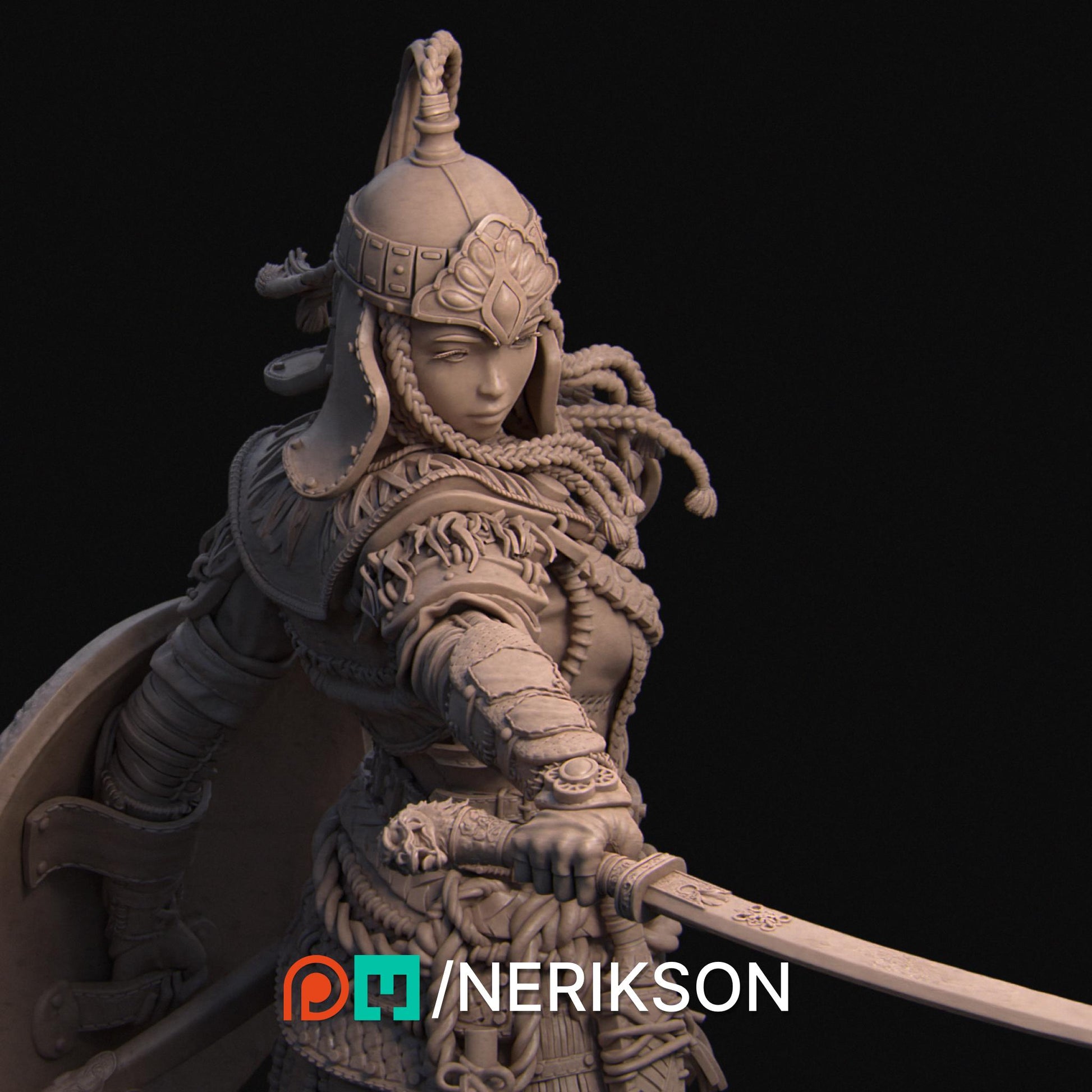 Tuya the Undefeated | Three Kingdoms Warrior Knight Collectible Miniature Statue | 75mm | by Nerikson