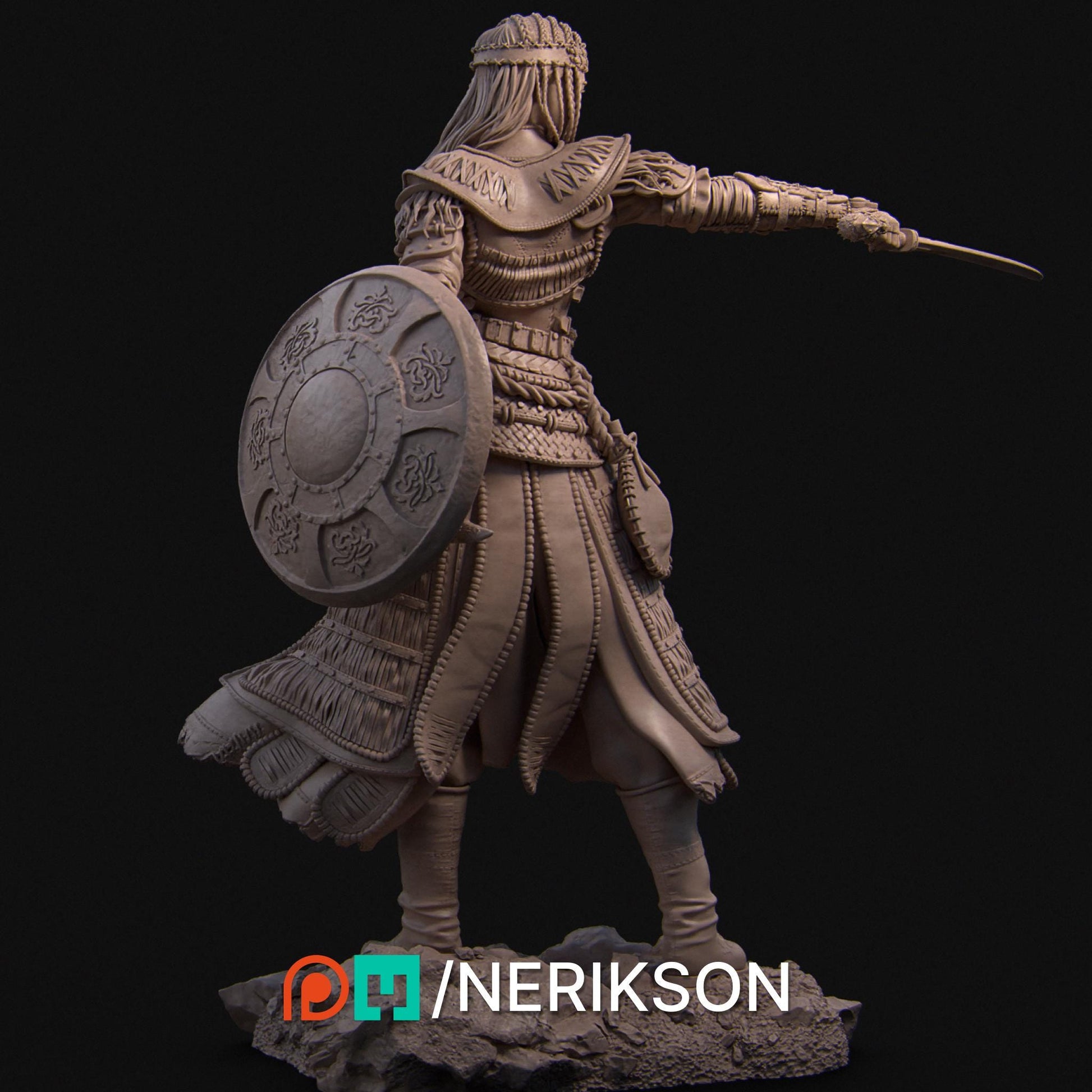 Tuya the Undefeated | Three Kingdoms Warrior Knight Collectible Miniature Statue | 75mm | by Nerikson