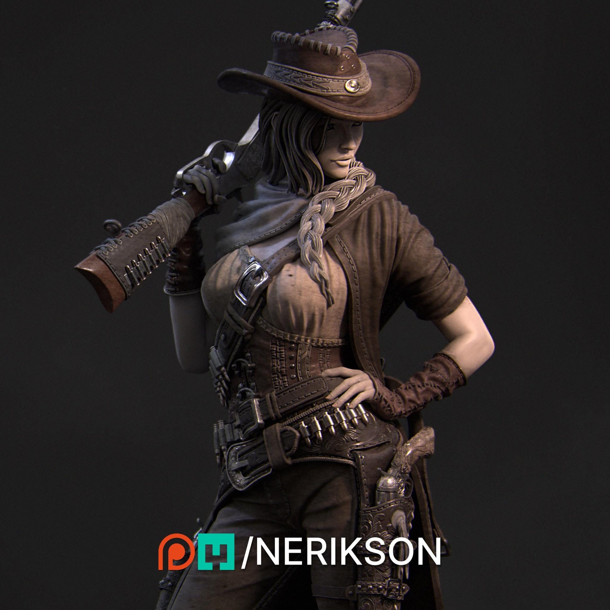 Jane the Gunslinger | Female Cowboy Western Collectible Miniature Statue | 75mm / 140mm | by Nerikson