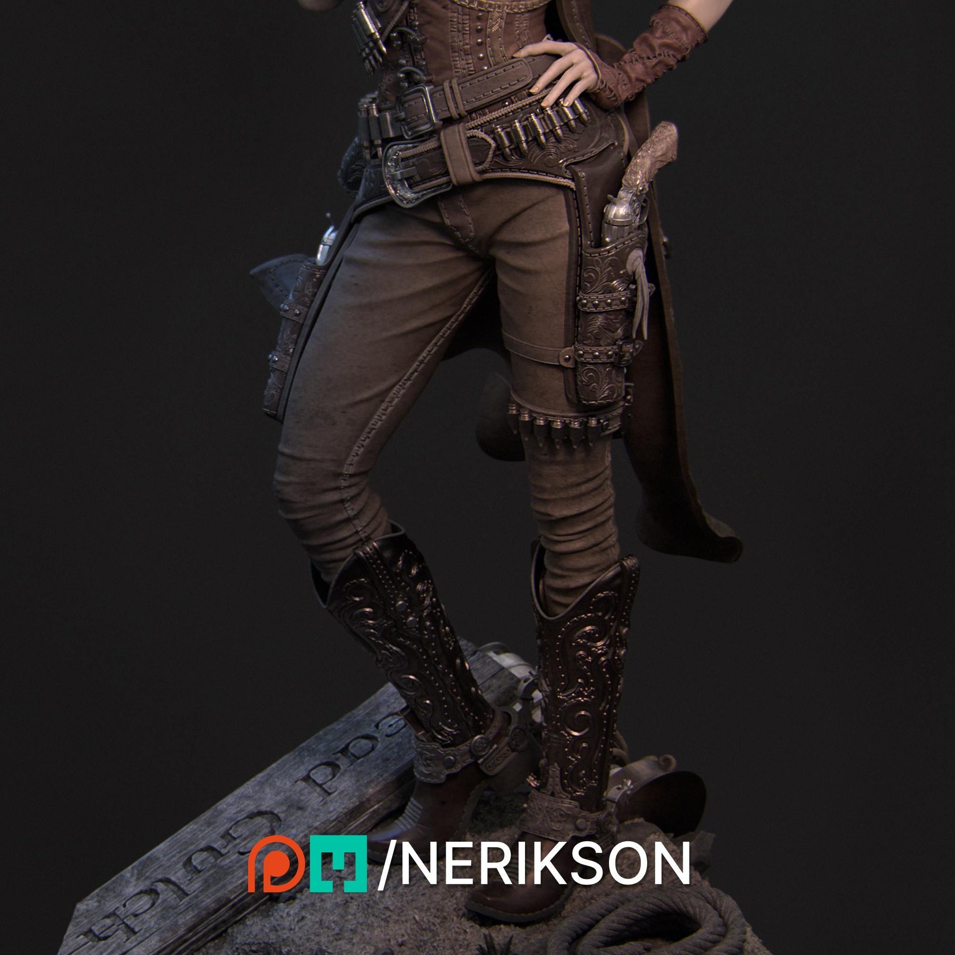 Jane the Gunslinger | Female Cowboy Western Collectible Miniature Statue | 75mm / 140mm | by Nerikson