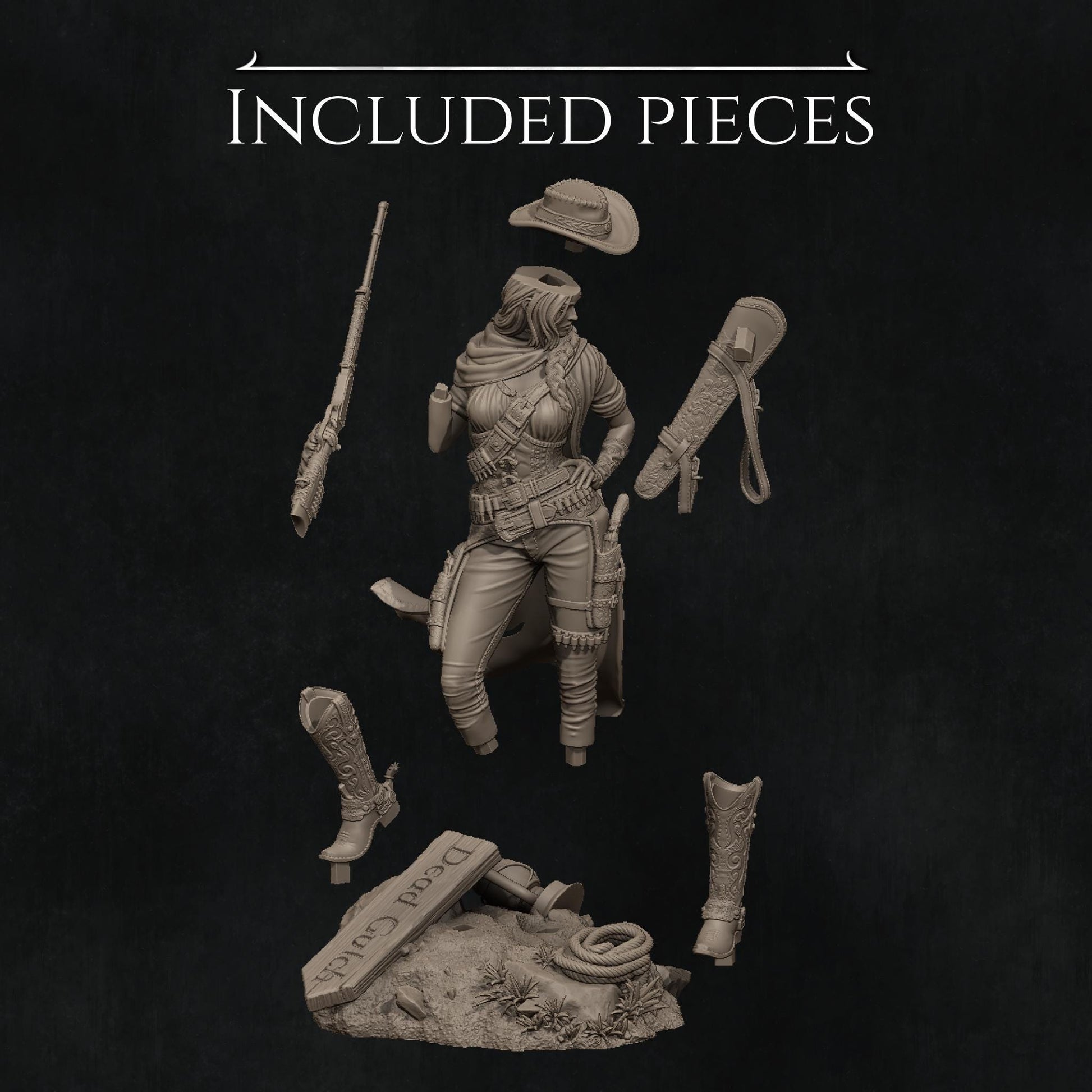 Jane the Gunslinger | Female Cowboy Western Collectible Miniature Statue | 75mm / 140mm | by Nerikson