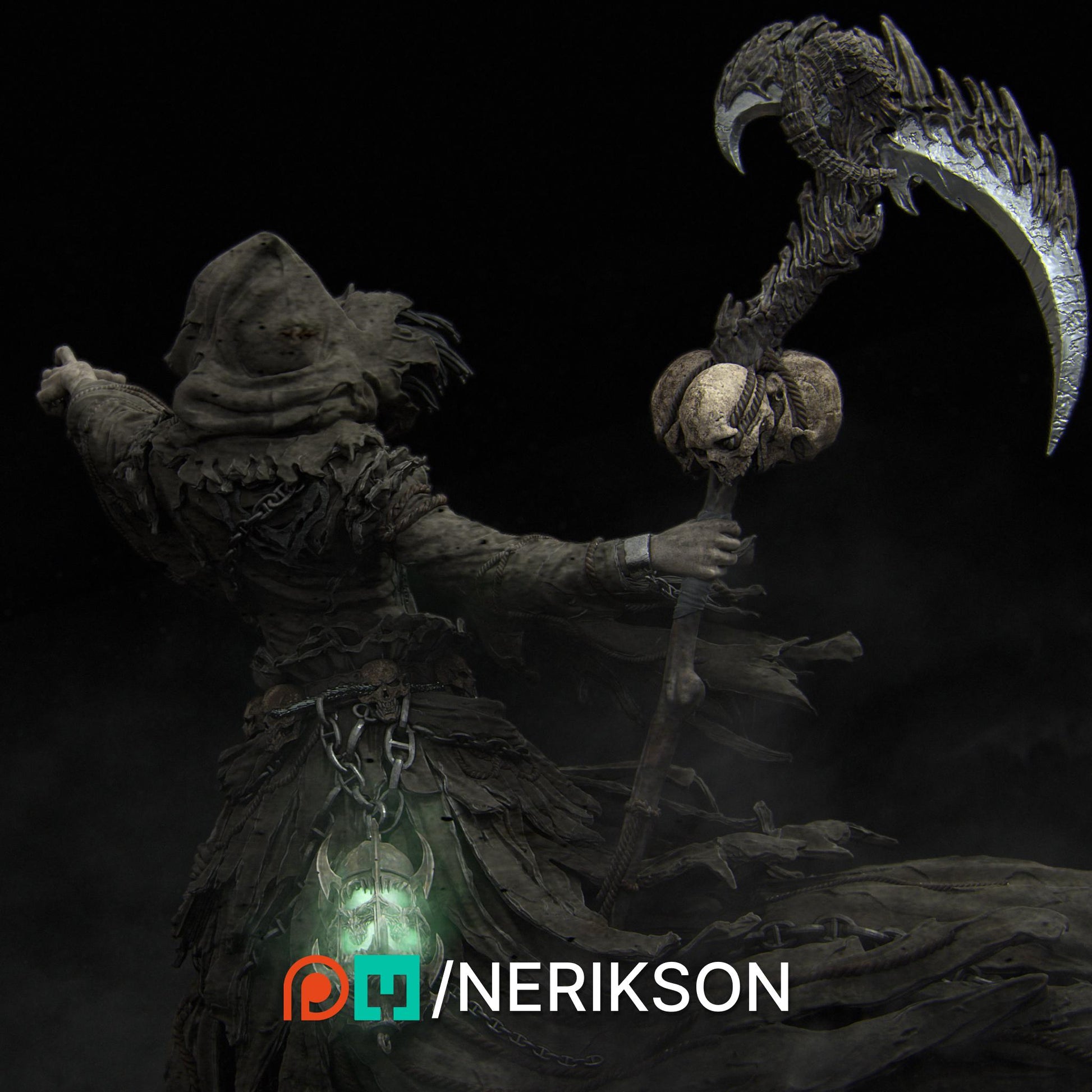 The Grim Reaper | Female Undead Lich Witch Collectible Miniature Statue | 75mm / 140mm | by Nerikson