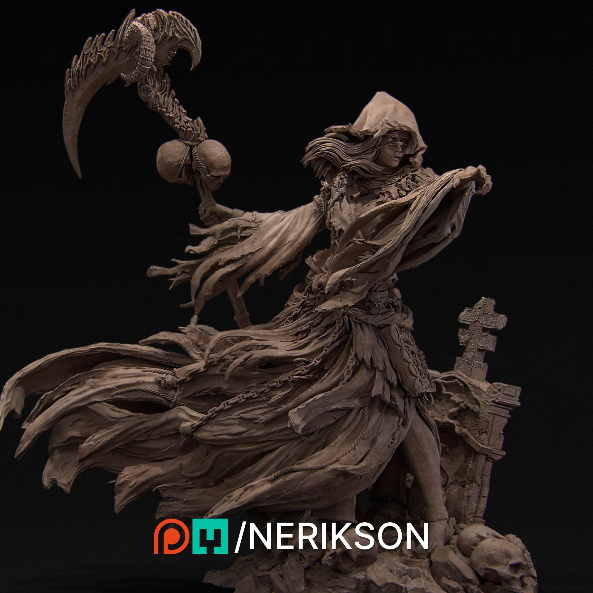 The Grim Reaper | Female Undead Lich Witch Collectible Miniature Statue | 75mm / 140mm | by Nerikson