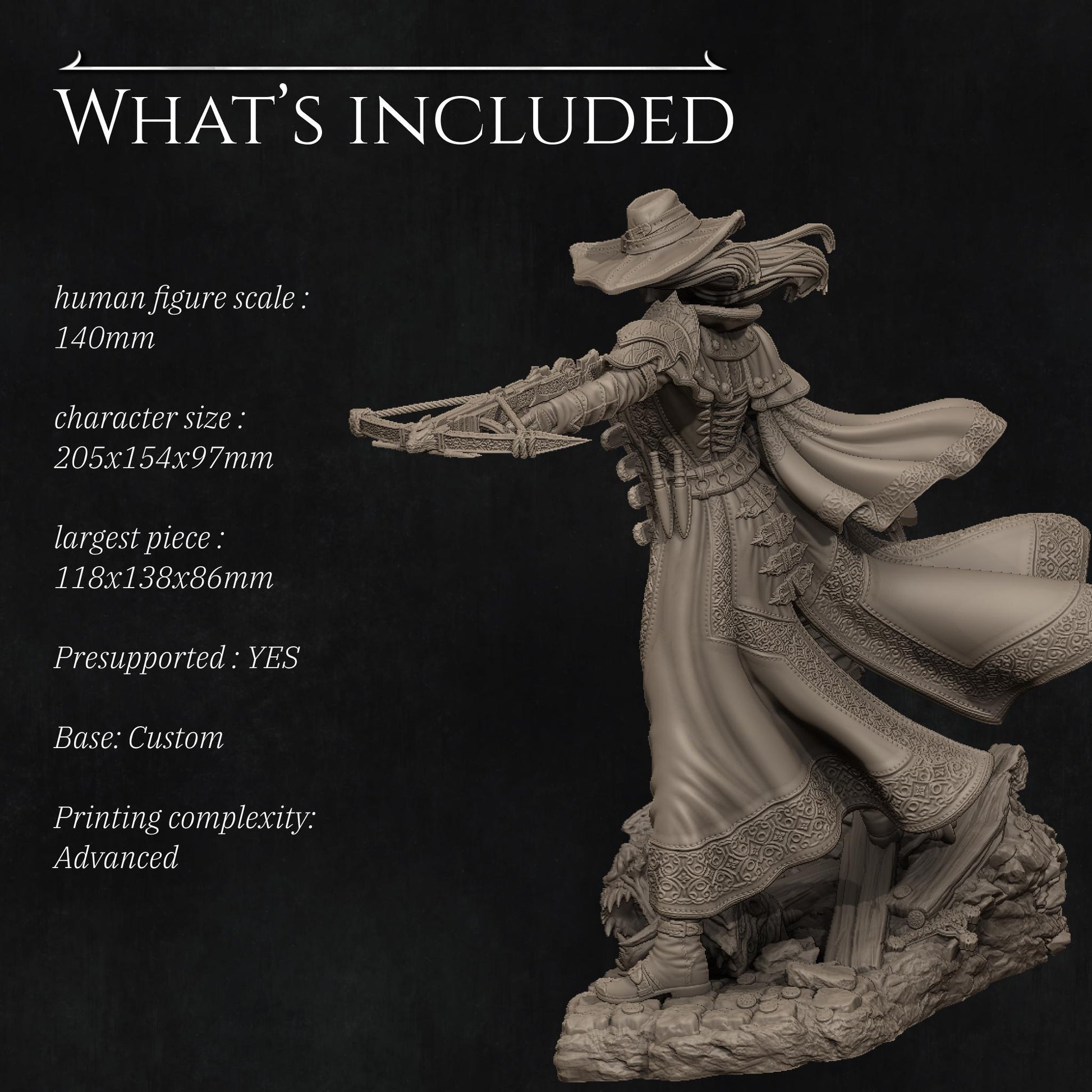 Valeria the Nighthunter | DnD Grimdark Vampire Hunter Collectible Miniature | 32mm / 75mm | by Nerikson