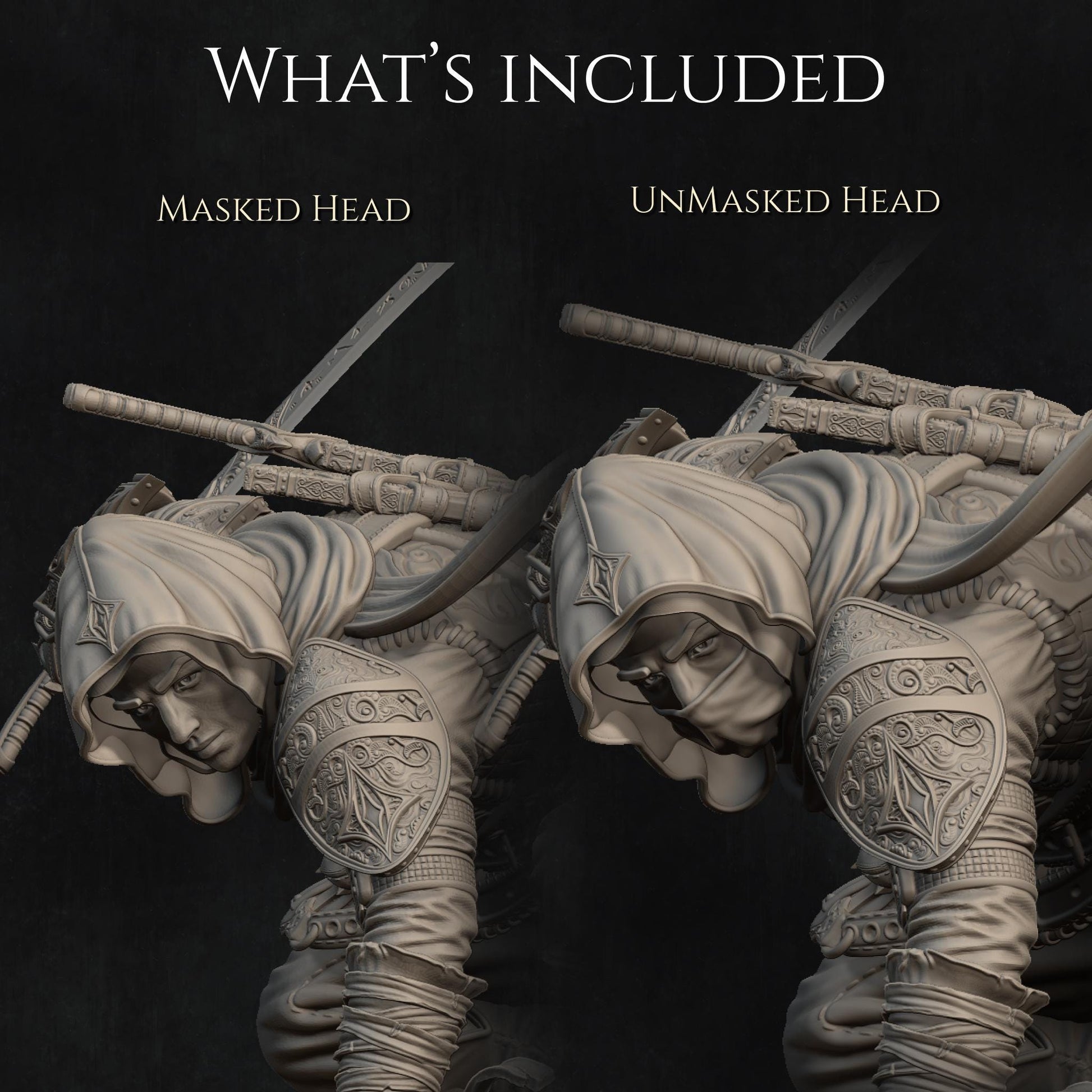 Nasir the Unseen Blade | DnD Grimdark Thief Assassin Hunter Collectible Miniature | 32mm / 75mm | by Nerikson