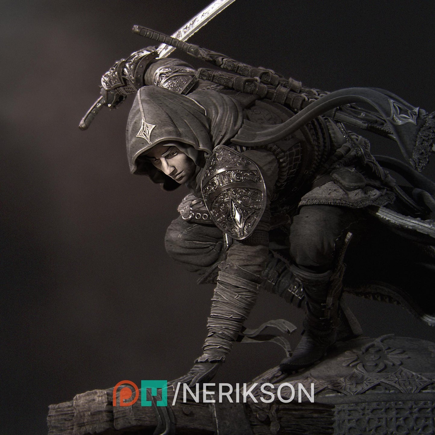 Nasir the Unseen Blade | DnD Grimdark Thief Assassin Hunter Collectible Miniature | 32mm / 75mm | by Nerikson